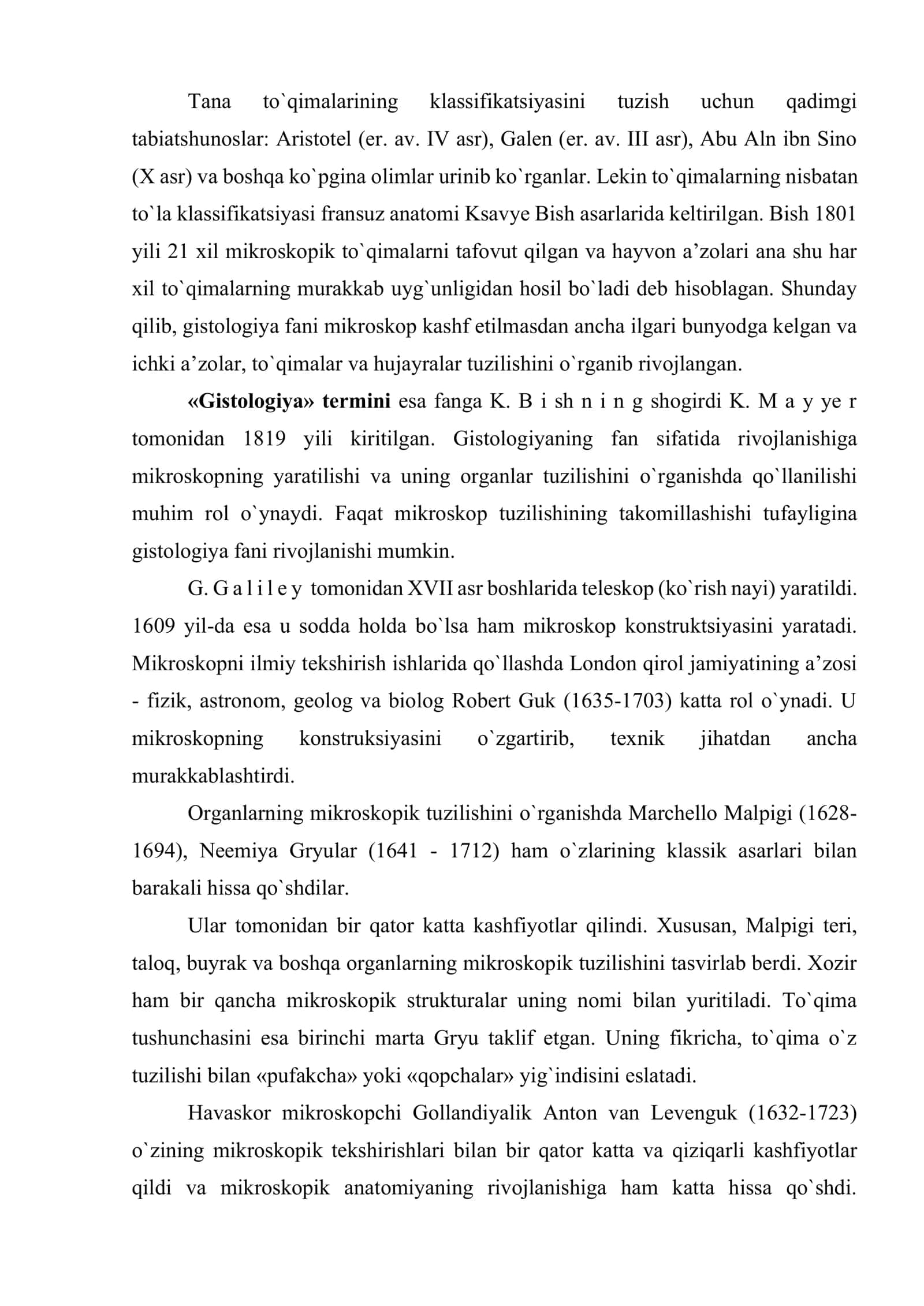 Gistologiya va embriologiyaning rivojlanish tarixi 2