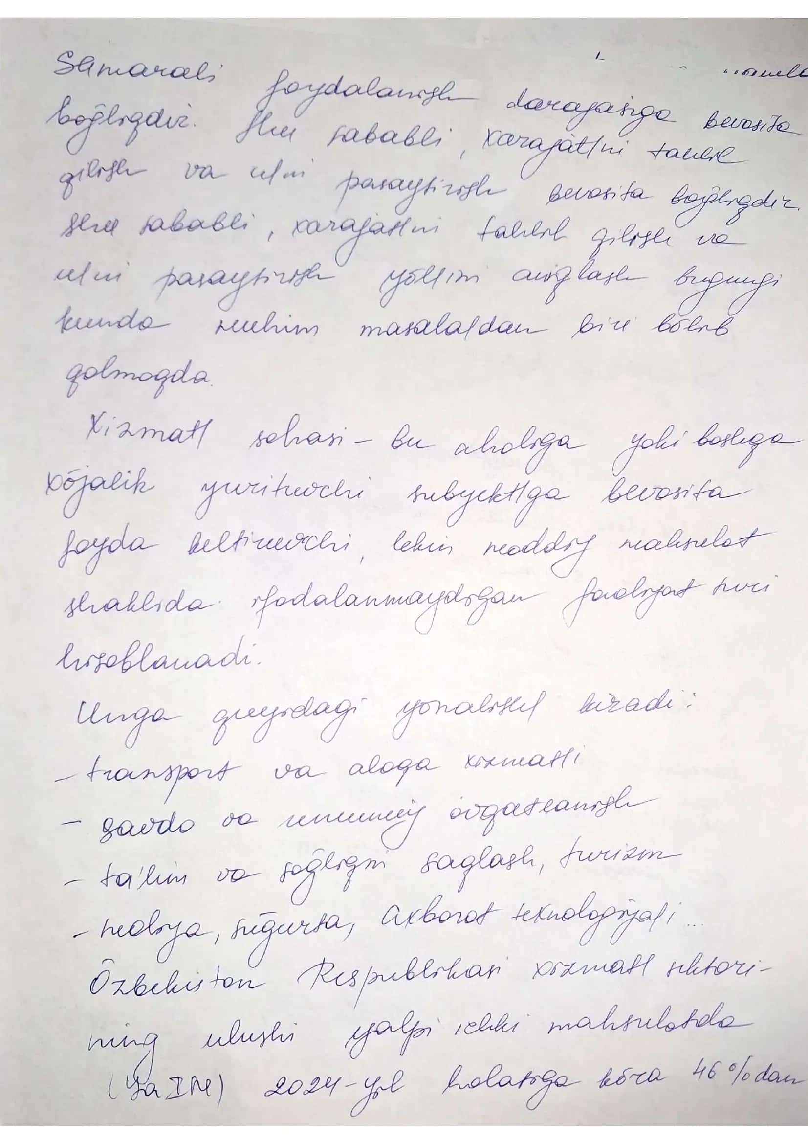 xizmatlar sohasi fanidan referat 2