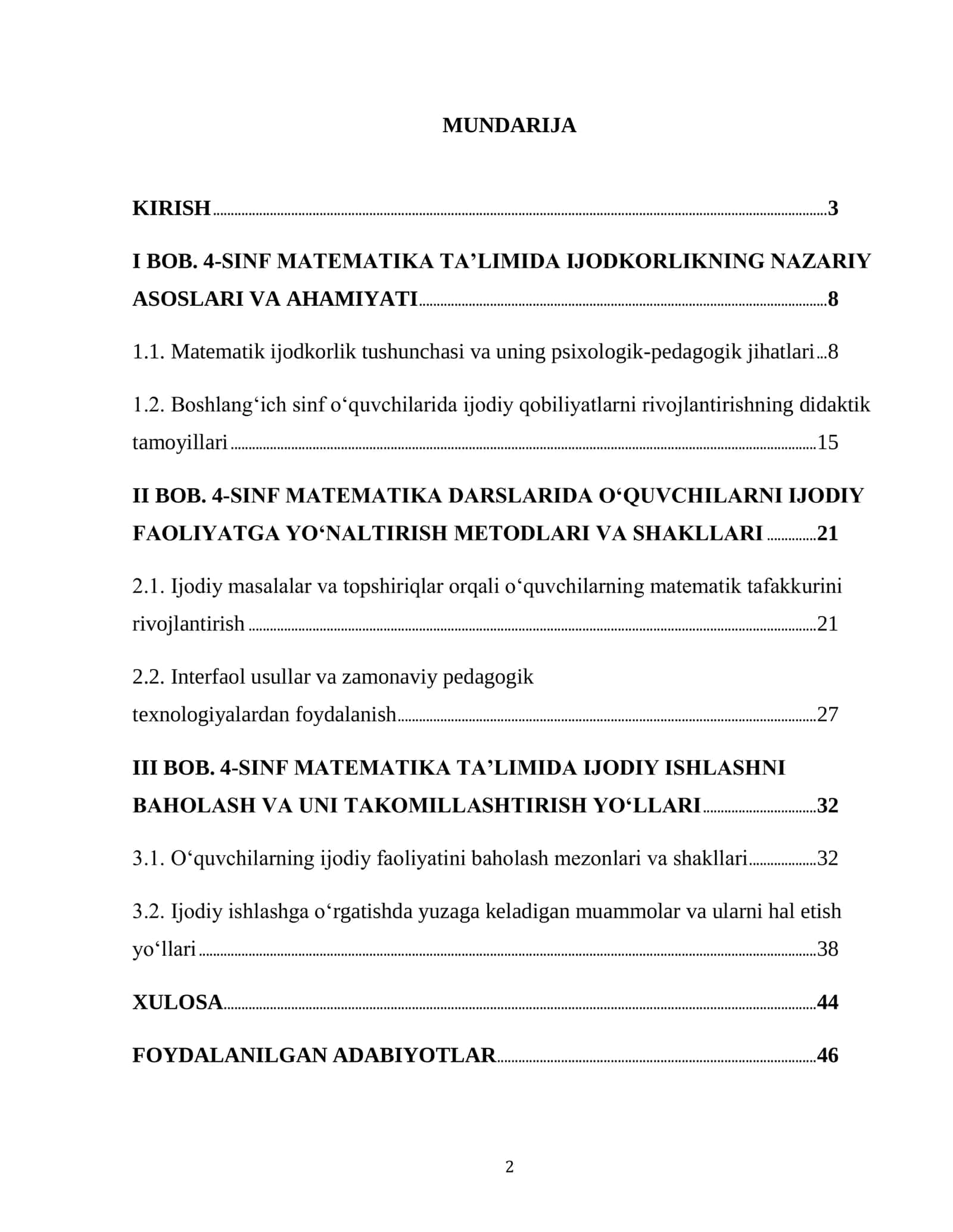 4-SINFDA MATEMATIKADAN OʻQUVCHILARNI IJODIY ISHLASHGA OʻRGATISH METODIKASI 2