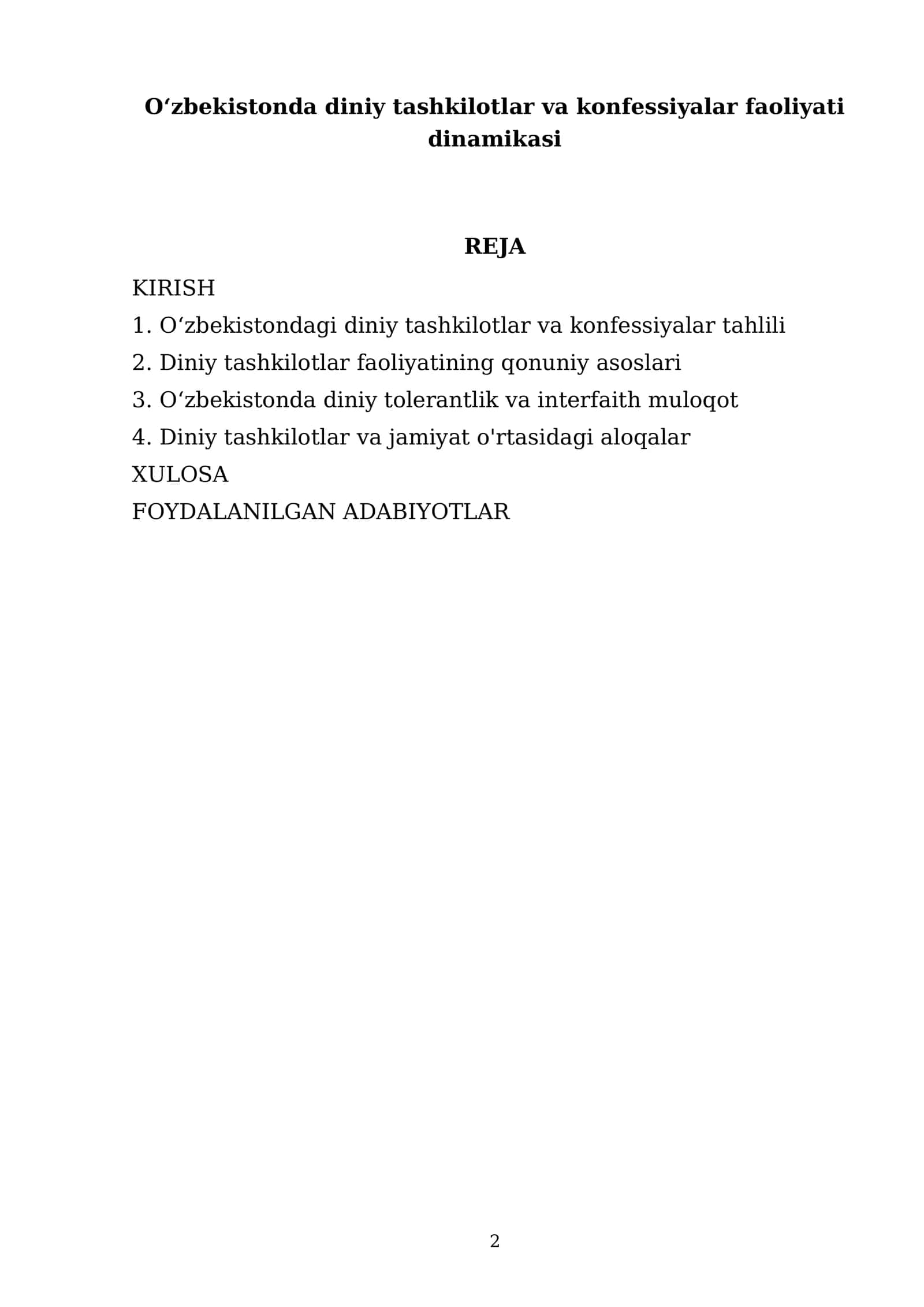 Oʻzbekistonda diniy tashkilotlar va konfessiyalar faoliyati dinamikasi 2