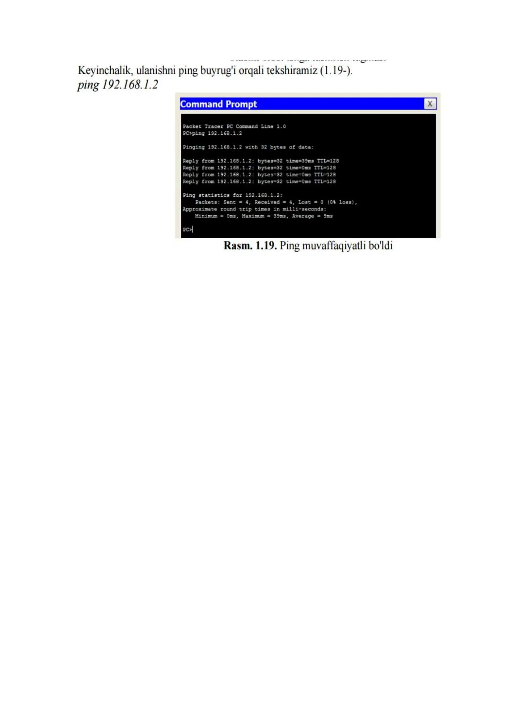 CISCO PACKET TRACER DASTURINI SOZLASH VA ISHLASH JARAYONINI TEKSHIRISH 2
