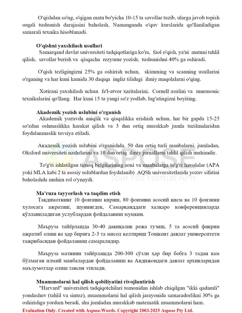 Akademik koʻnikmalarini rivojlantirish yoʻllari 2