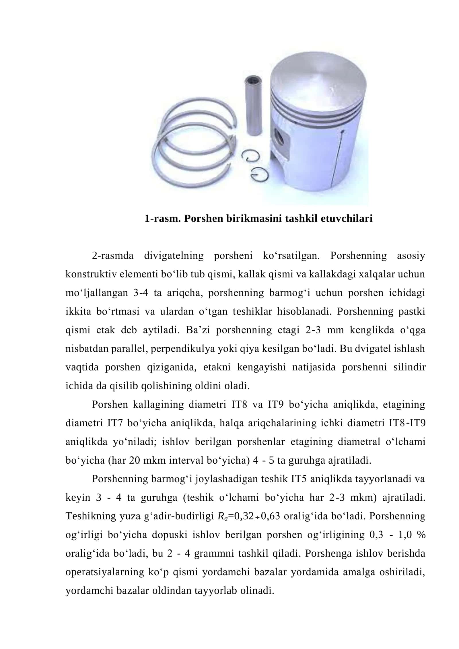 Porshenlarga mexanik ishlov berish texnologik jarayonlari 2