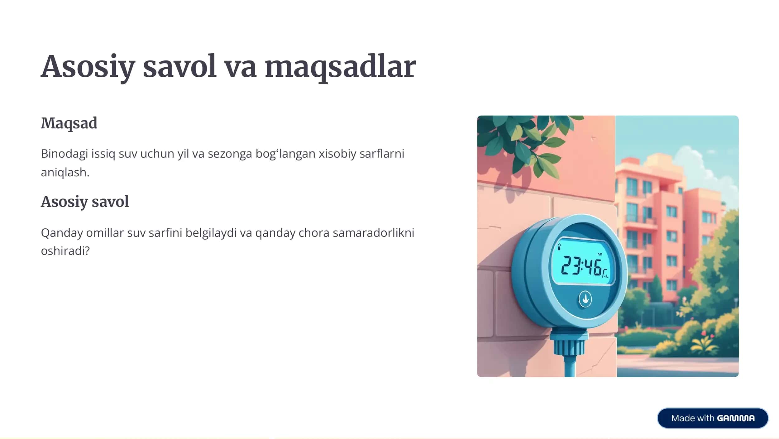 binoning issiq suv tizimidagi xisobiy sarflarini aniqlash 2