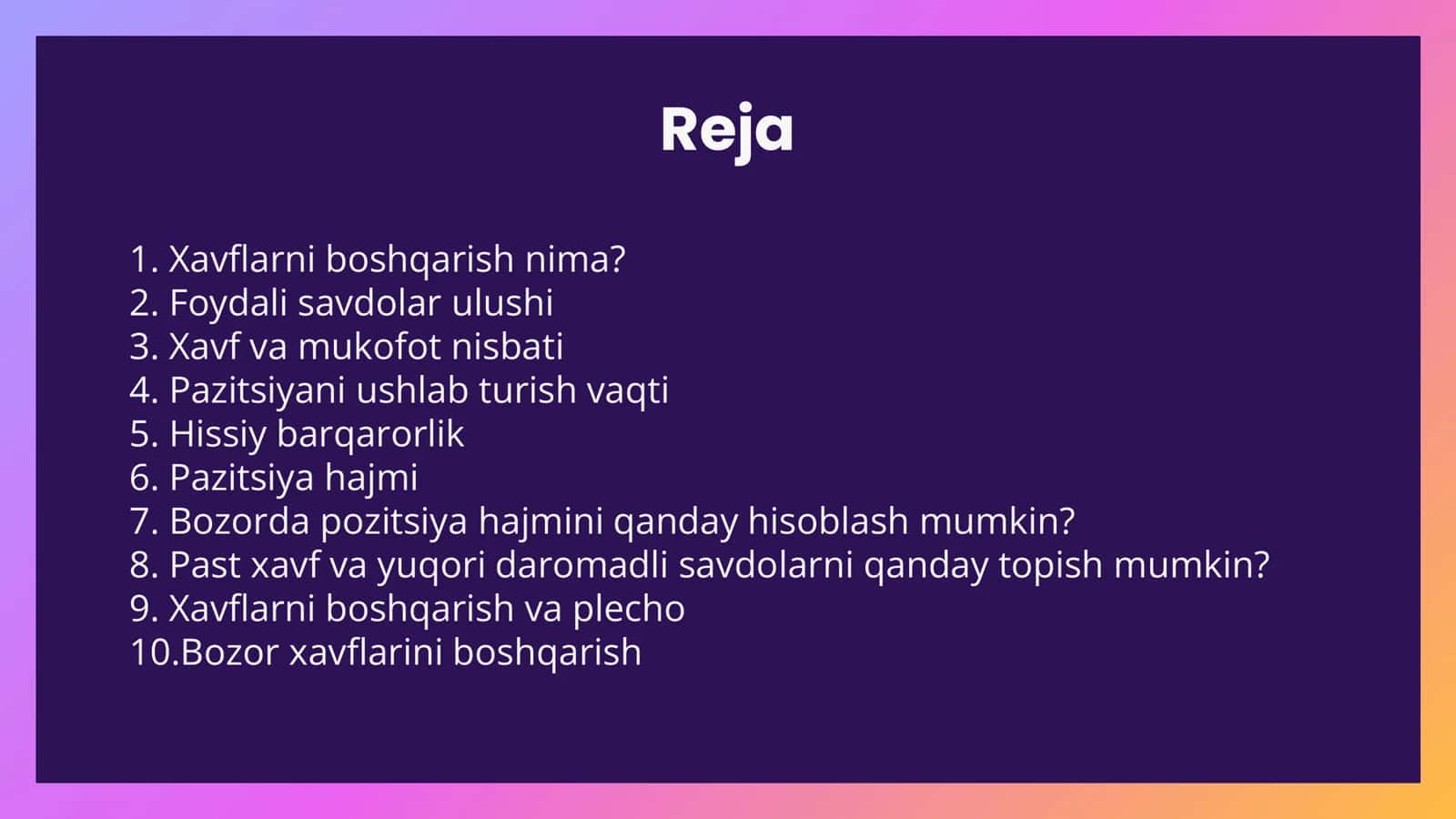 XAVFLARNI BOSHQARISH 2
