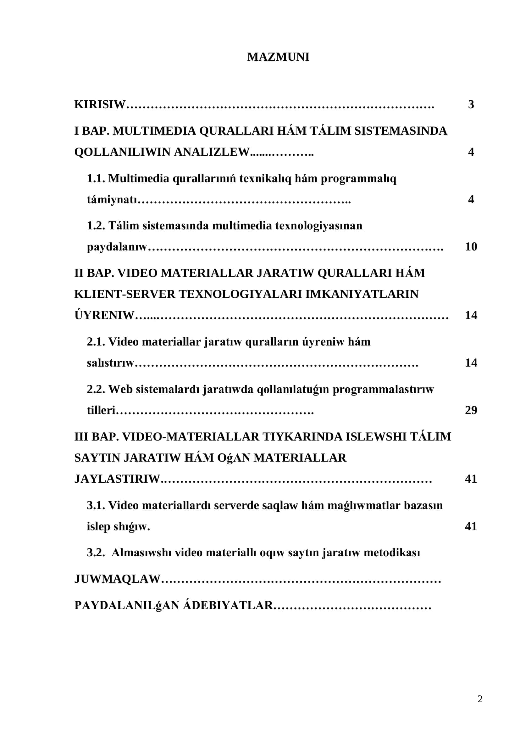 Informaciyalıq Tálim Texnologiyalari 2