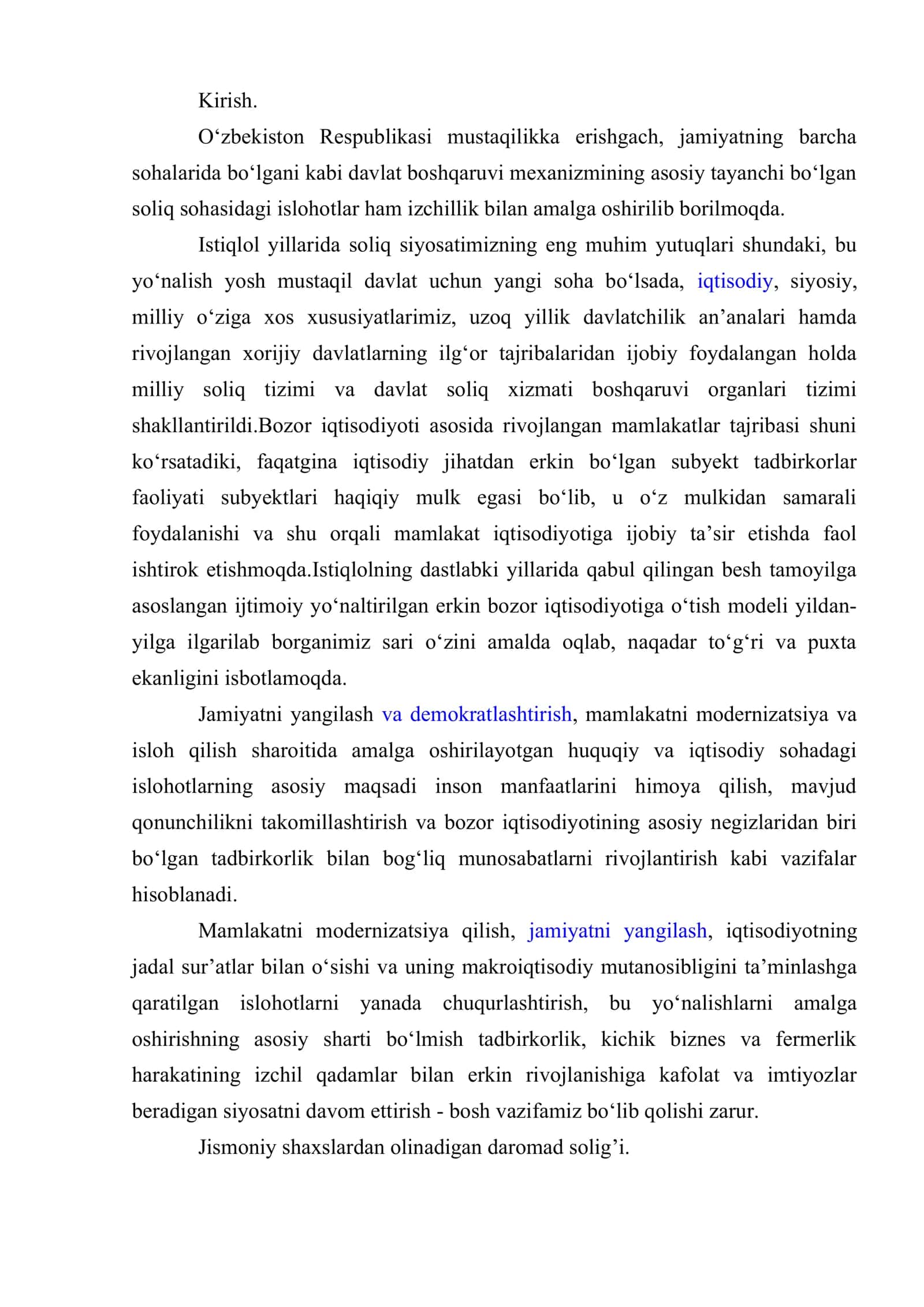 Jismoniy shaxslardan olinadigan soliqlar va ularni byudjetga undirish tartiblari 2