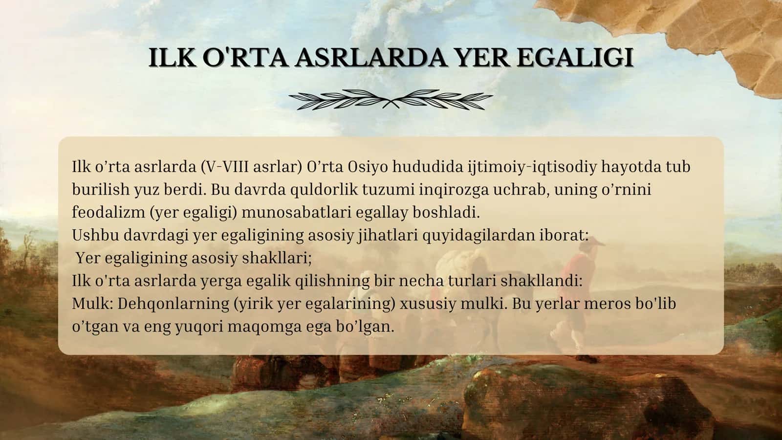 ILK O'RTA ASRLARDA YER EGALIGI MUNOSABATLARI 2