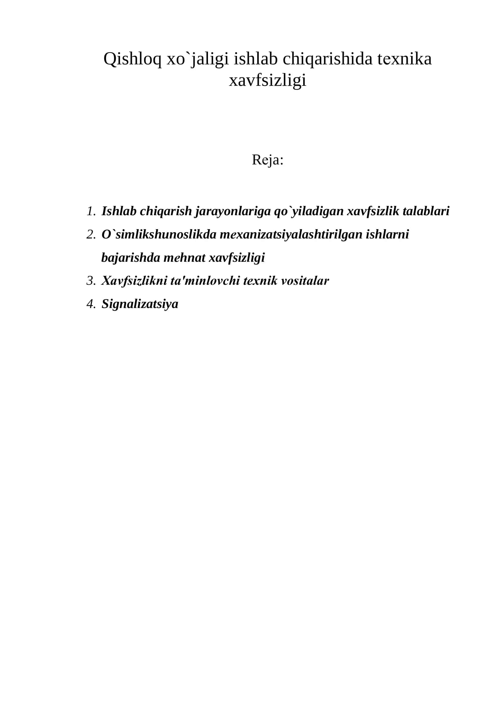 Qishloq xo`jaligi ishlab chiqarishida texnika xavfsizligi 2