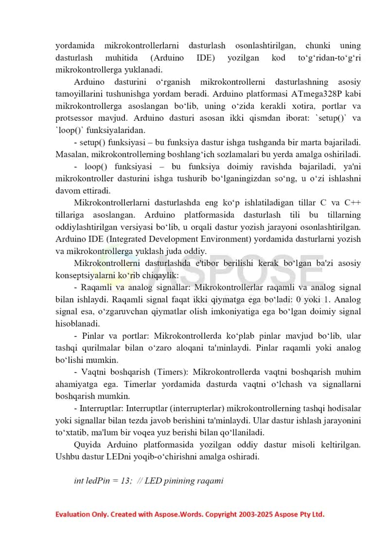 Mikrokontrollerlarni dasturlash faniga kirish 2