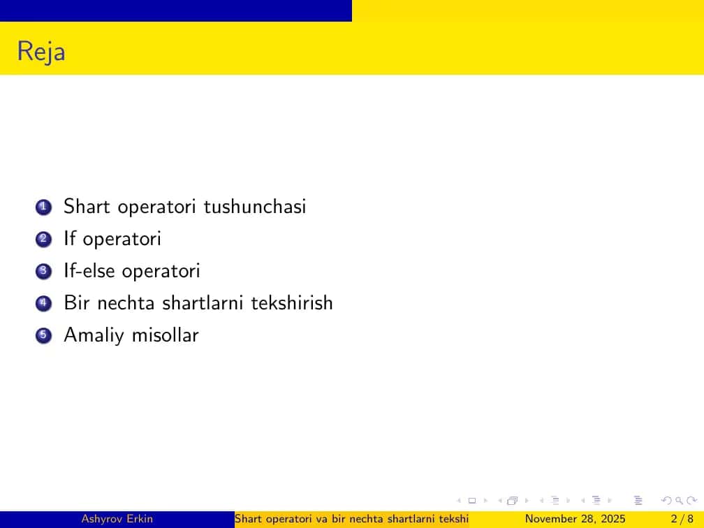 Shart operatori va bir nechta shartlarni tekshirish 2