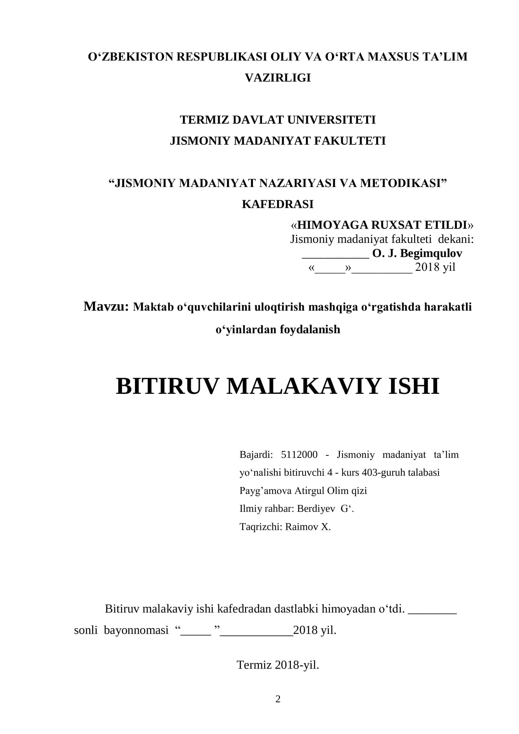 MAKTAB O‘QUVCHILARINI ULOQTIRISH MASHQIGA O‘RGATISHDA HARAKATLI O‘YINLARDAN FOYDALANISH 2