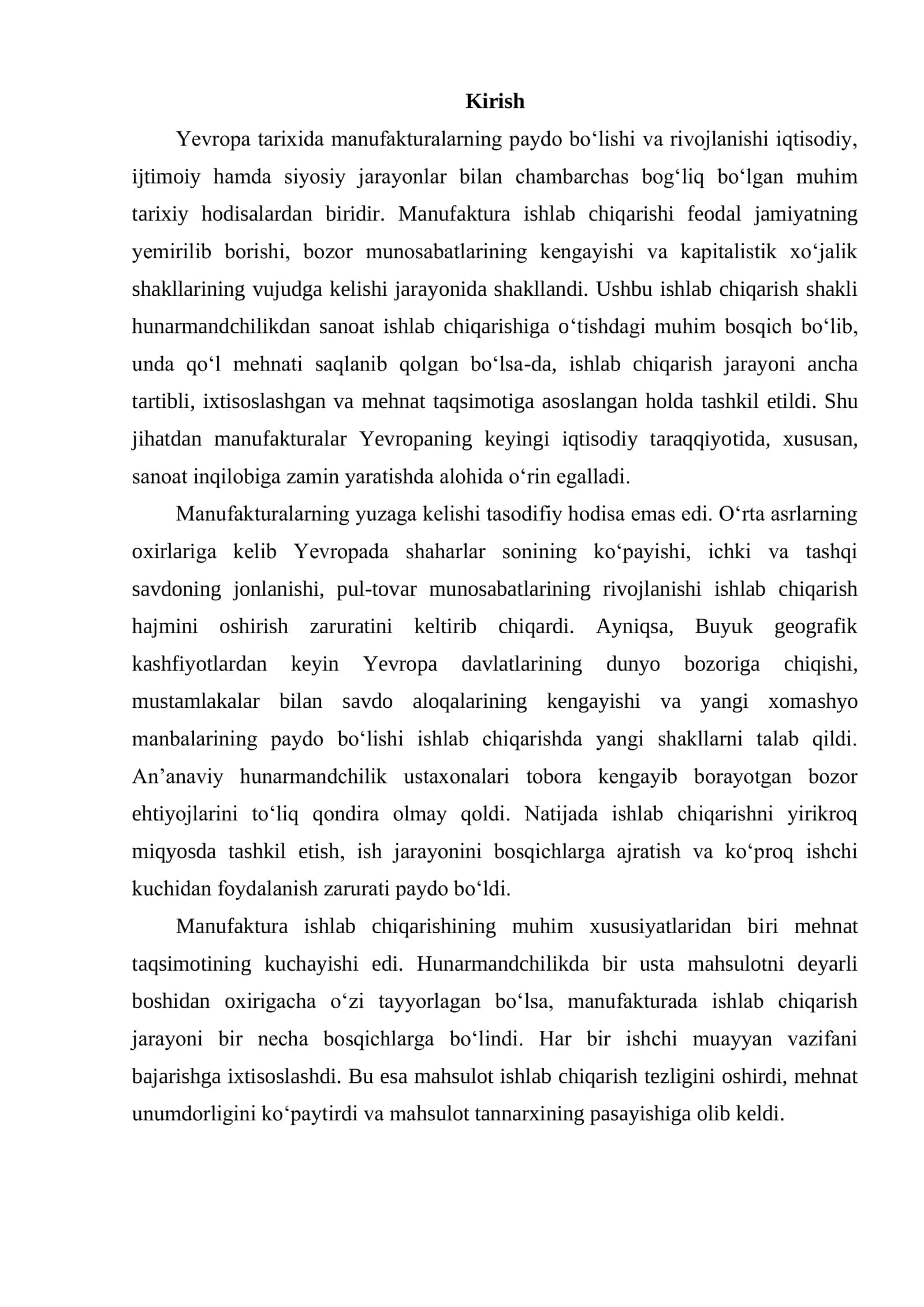 YEVROPA MANFAKTURALARINING PAYDO BOʻLISHI VA RIVOJLANISHI 2