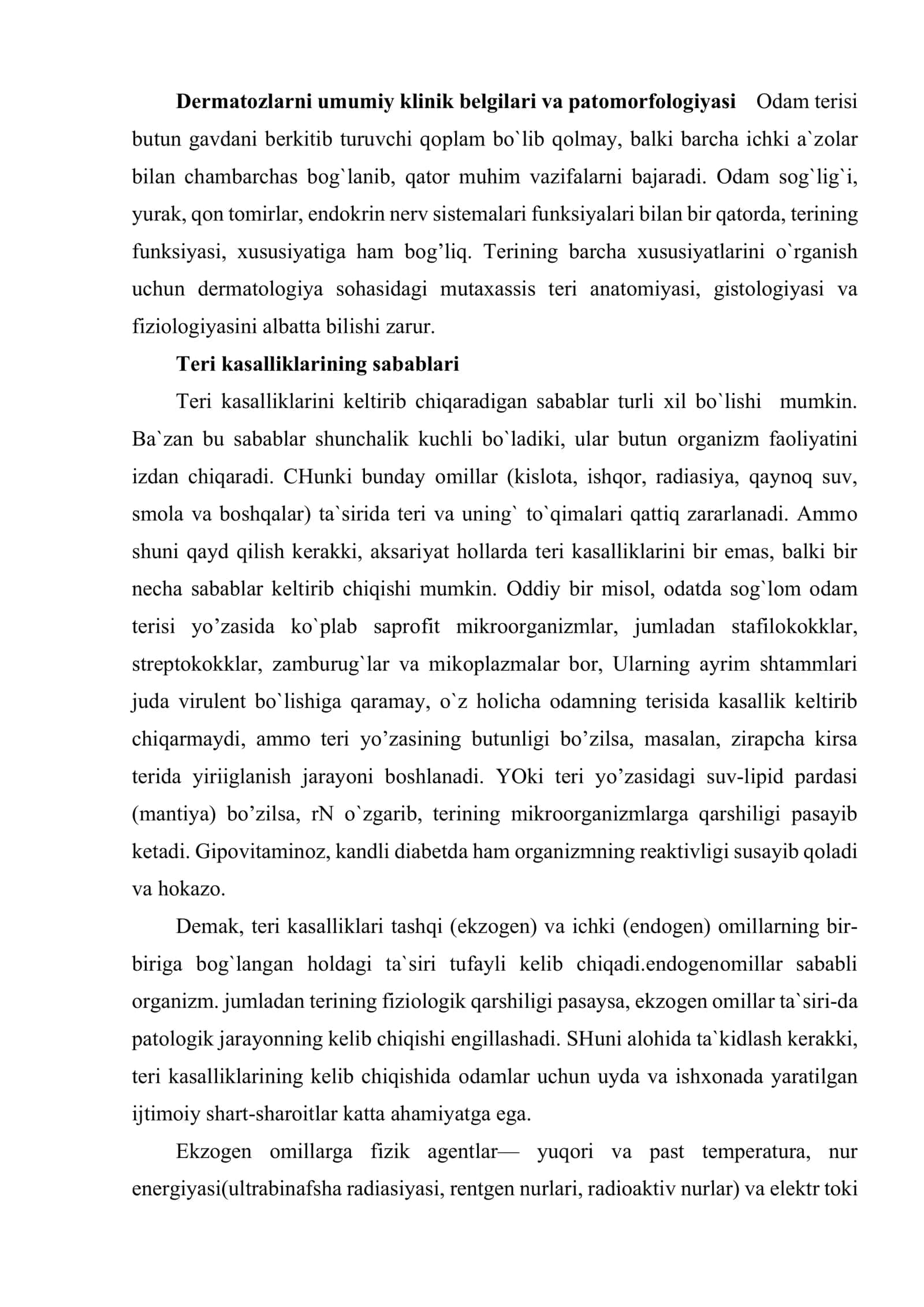Dermatozlarni umumiy klinik belgilari va patomorfologiyasi. Piodermiyalar. Dermatozoonozlar. Terining zamburug’li infekstiyasi 2