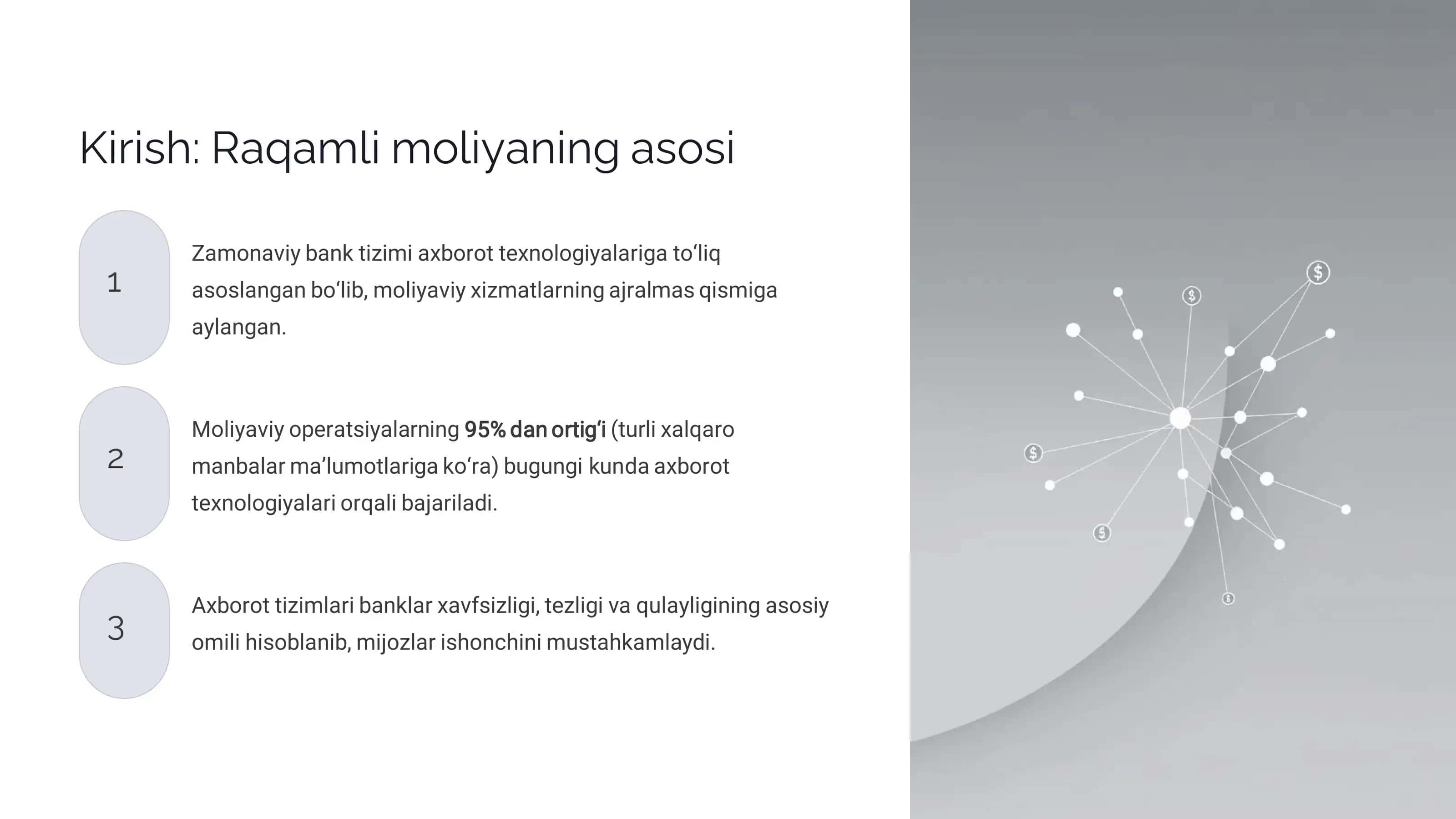 Bank sohasida axborot tizimlari: qo‘llanilishi, samaradorlik, tahlil va statistik ma’lumotlar. Taqdimot slayt 2