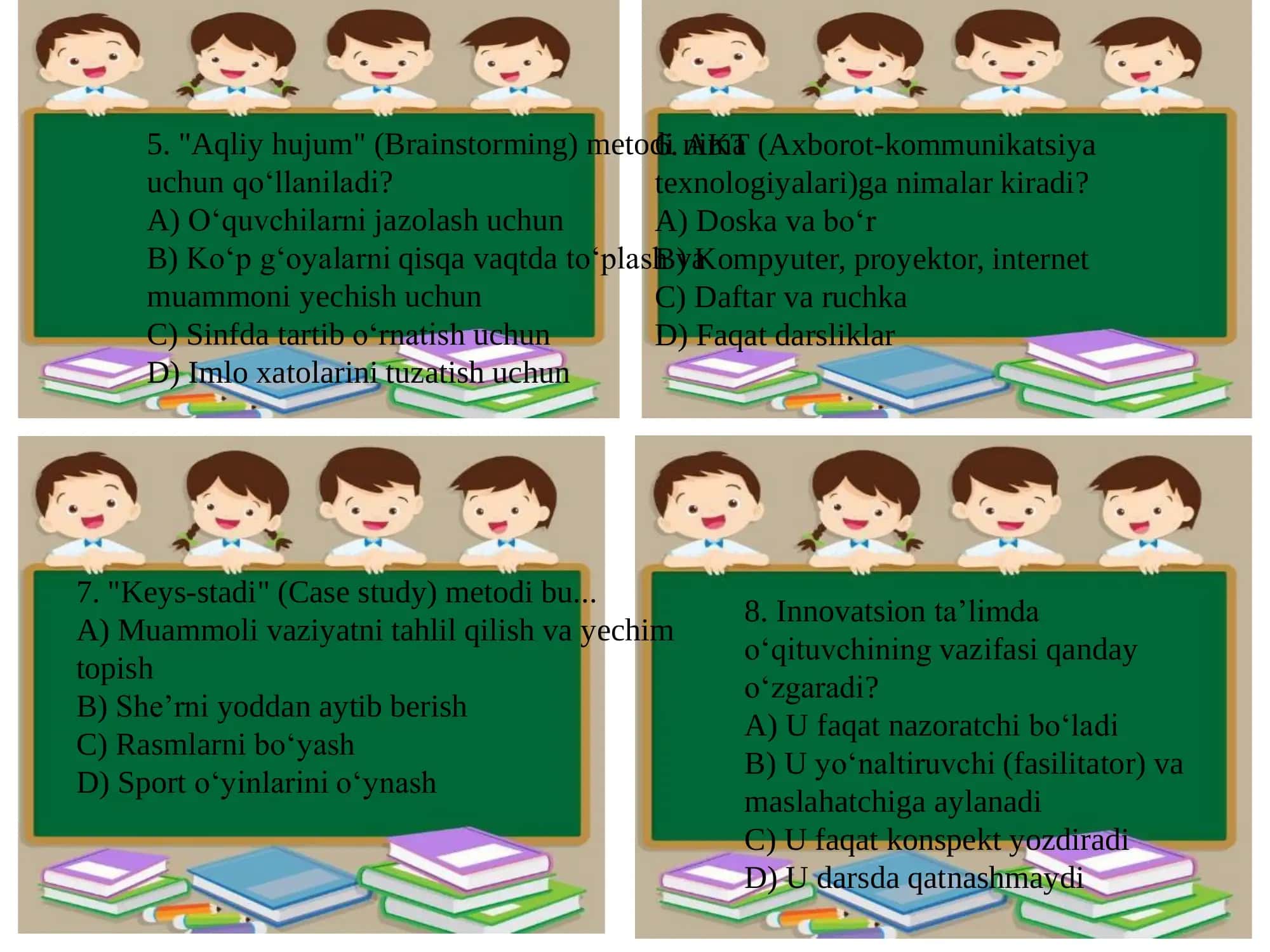 Tarqatma testlar uchun 2