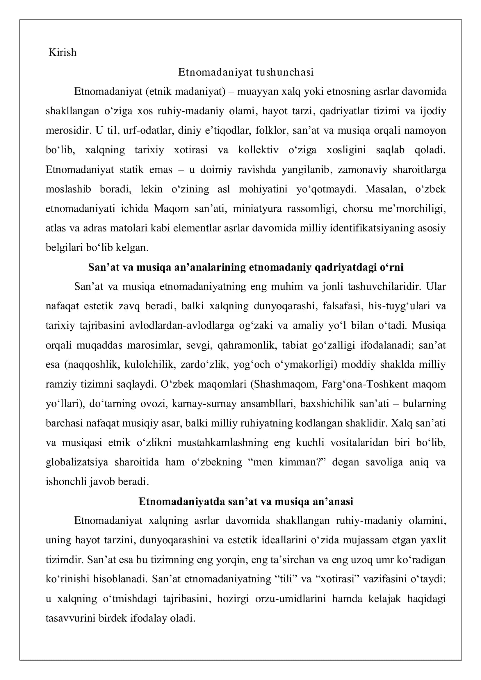 Etnomadaniyatda san'at va musiqa an'analari 2