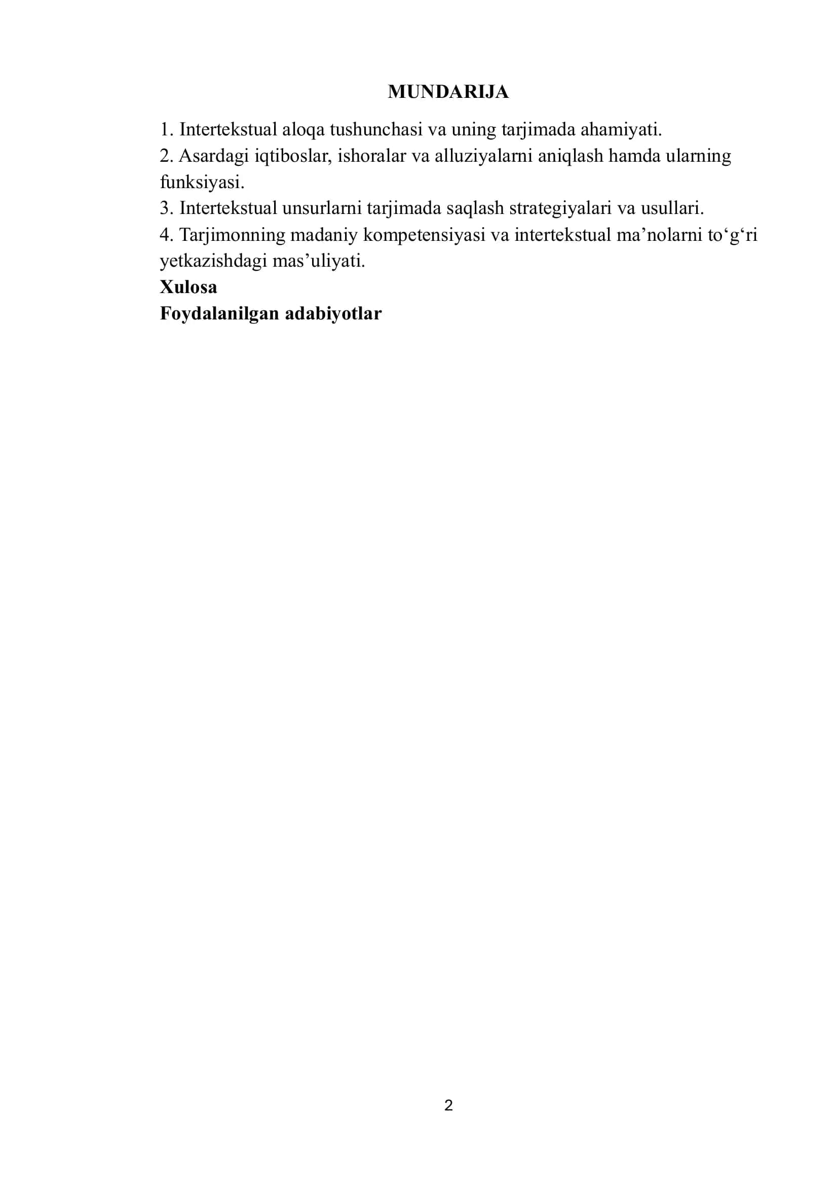 Tarjimada intertekstual aloqalarni saqlash: iqtiboslar va ishoralar 2