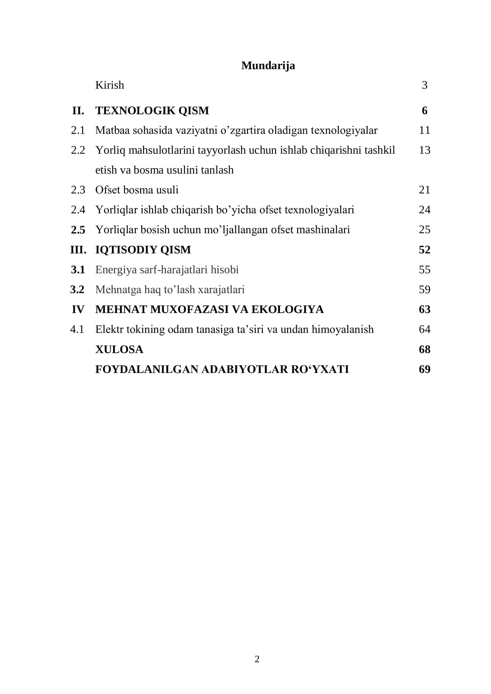 "Matbaa va qadoqlash jarayonlari texnologiyasi” ta’lim yo’nalishi 2