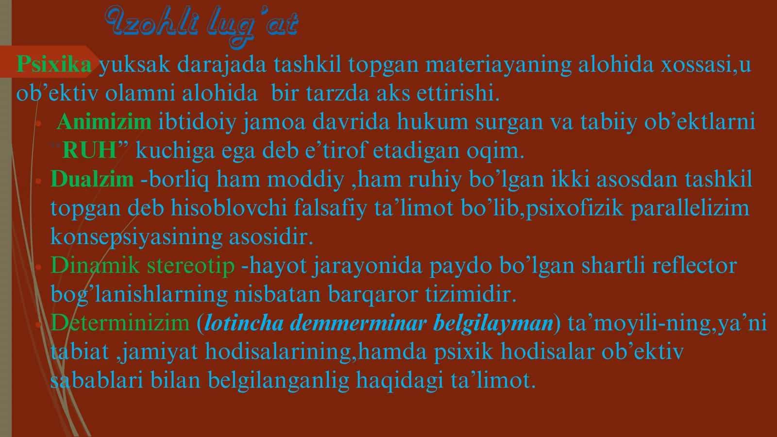 Psixologiya fanining predmeti va rivojlanish tarixi 2