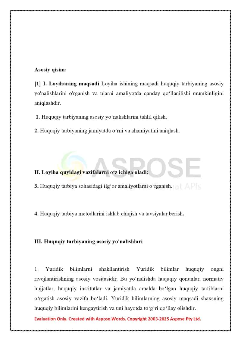 Huquqiy tarbiyaning asosiy yo’nalishlari 2