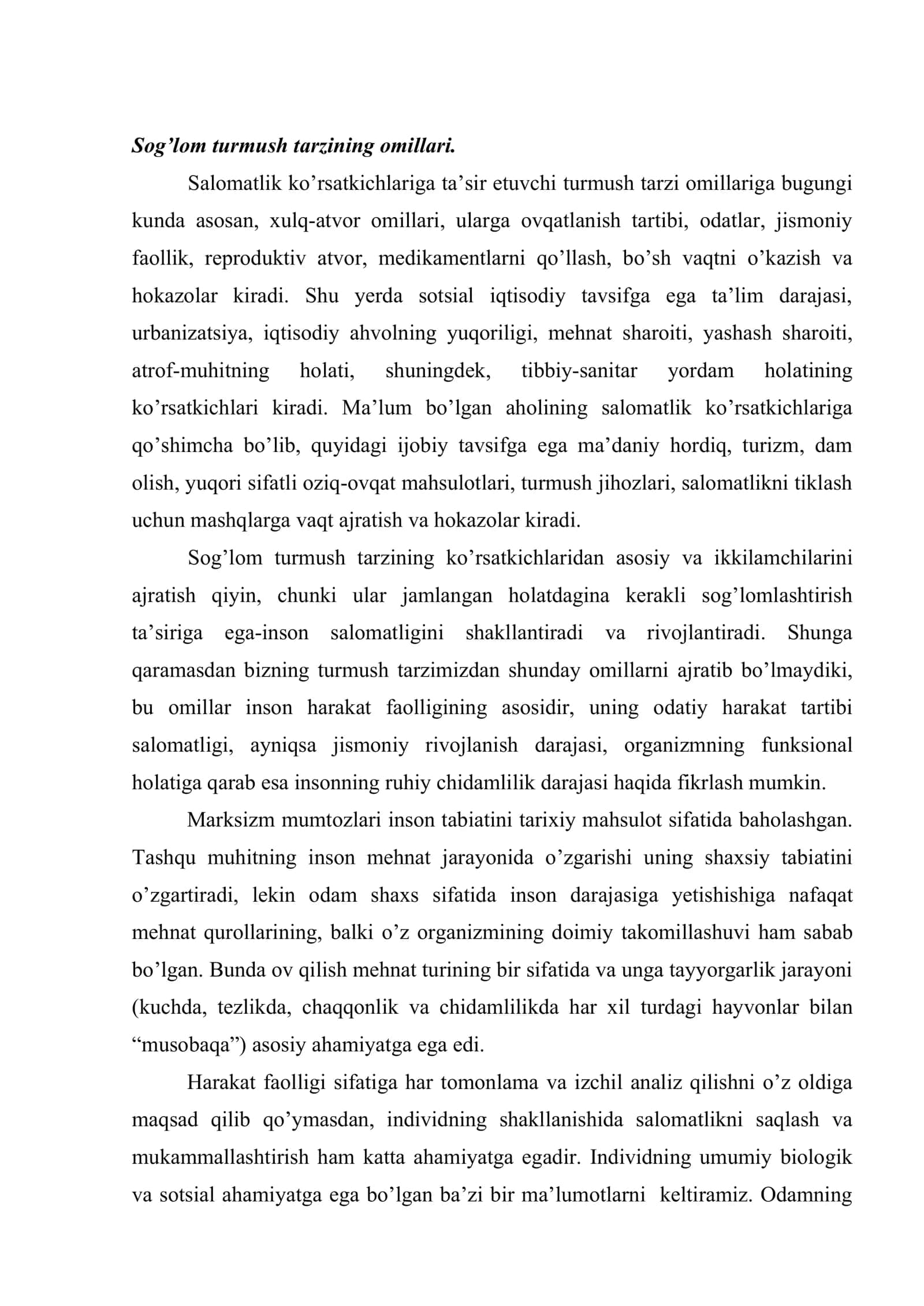 Jismoniy tarbiya va sport bilan shug’ullanuvchi bolalar hamda o’smirlar salomatligini tibbiy biologik va pedagogik nazorat etish usullari 2