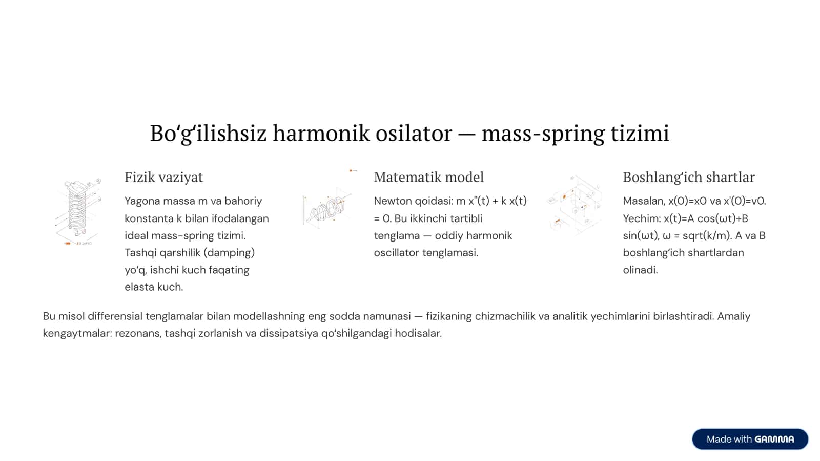 Differensial tenglamalarga keltiriladigan fizik masalalar 2