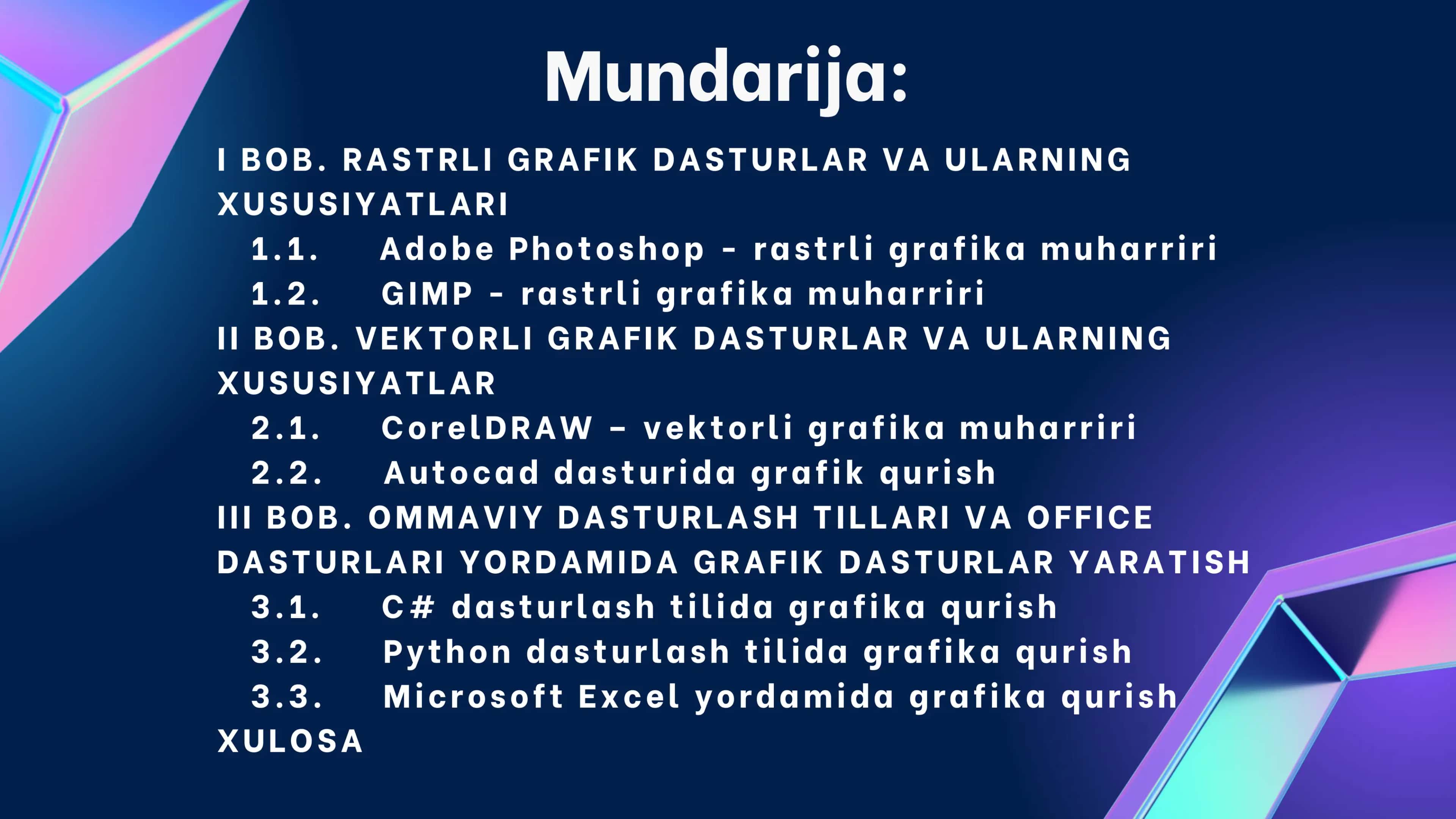 Grafikani qayta ishlashda QO'LLANILADIGAN PROFESSIONAL dasturlar 2