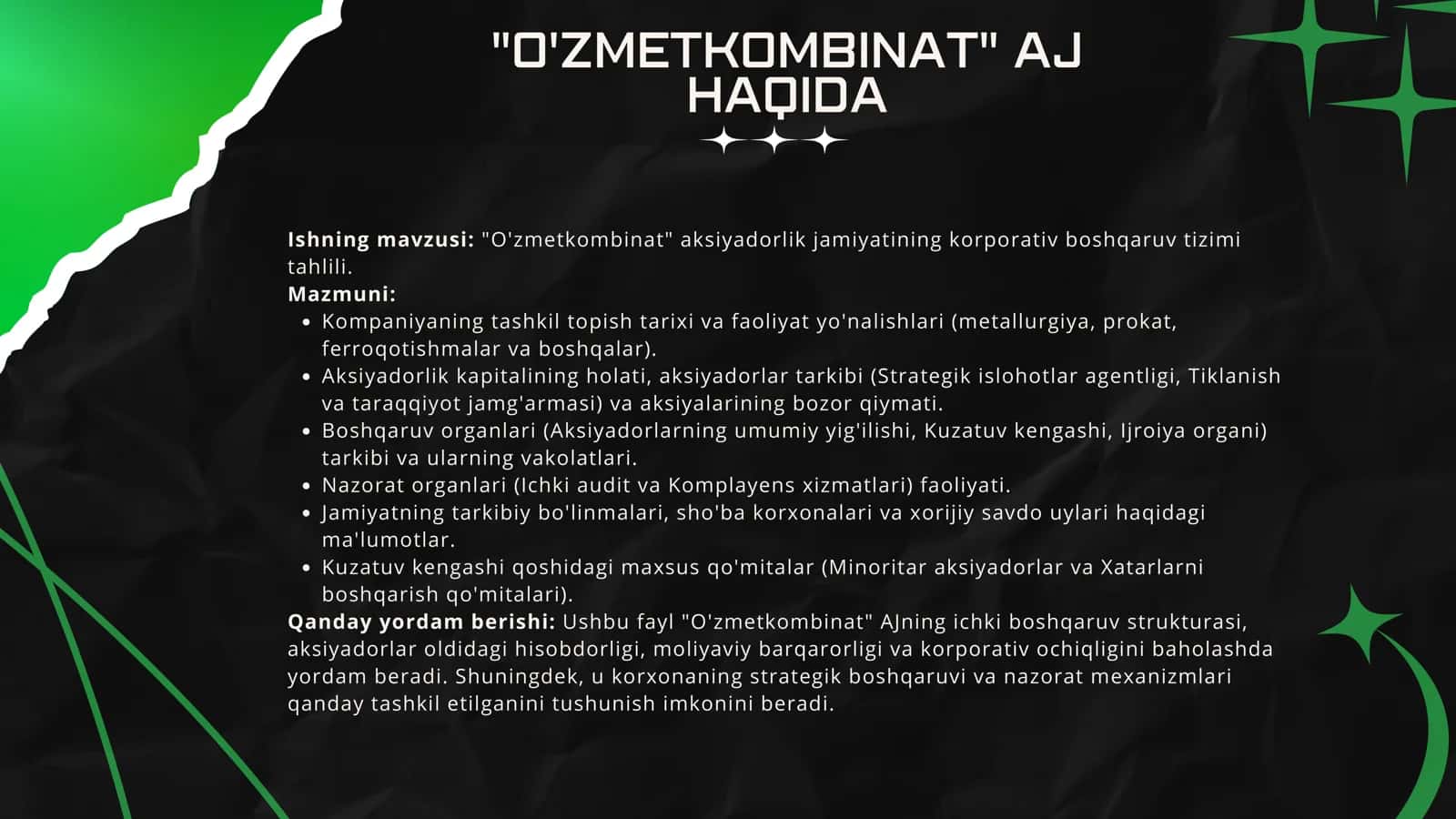 "O'zmetkombinat" AJ 2