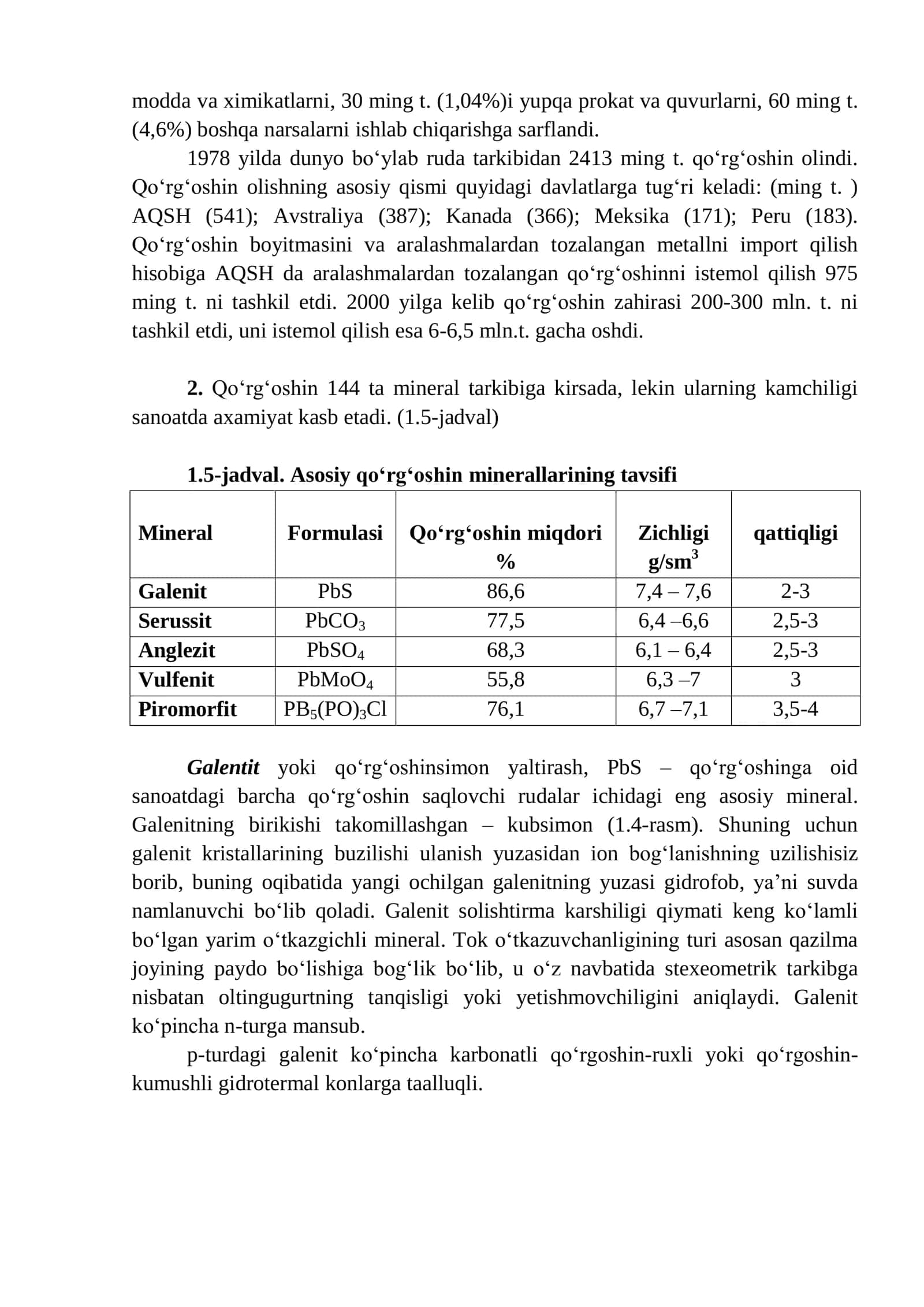 Qo‘rg‘oshin rudalaridan qimmatbaho komponentlarni ajratib olish texnologiyasi 2