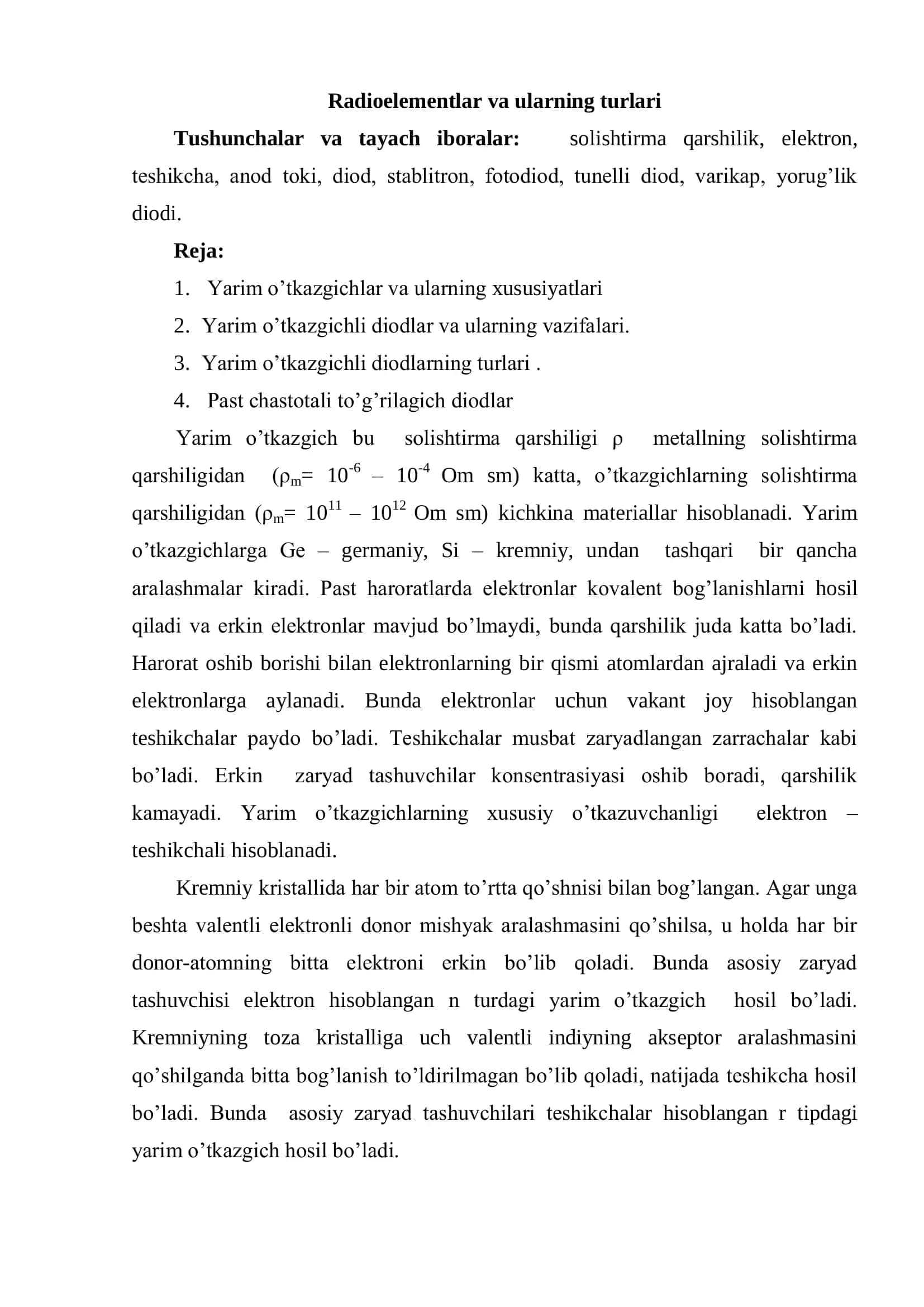Radioelementlar va ularning turlari 2