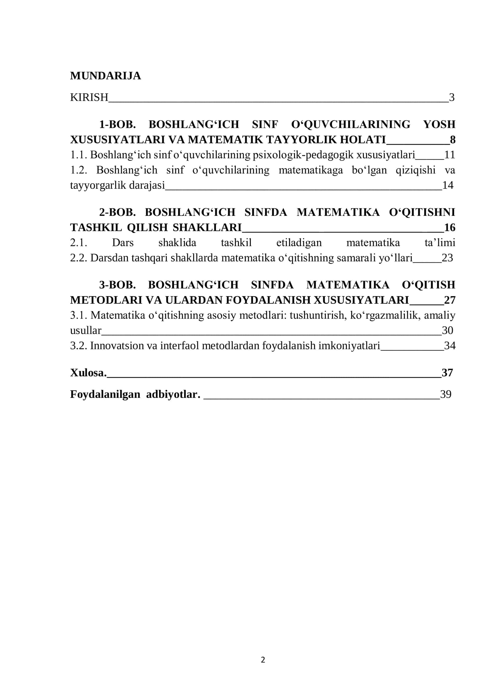 BOSHLANGʻICH SINF O‘QUVCHILARINING YOSH XUSUSIYATLARI VA MATEMATIK TAYYORLIK HOLATI 2