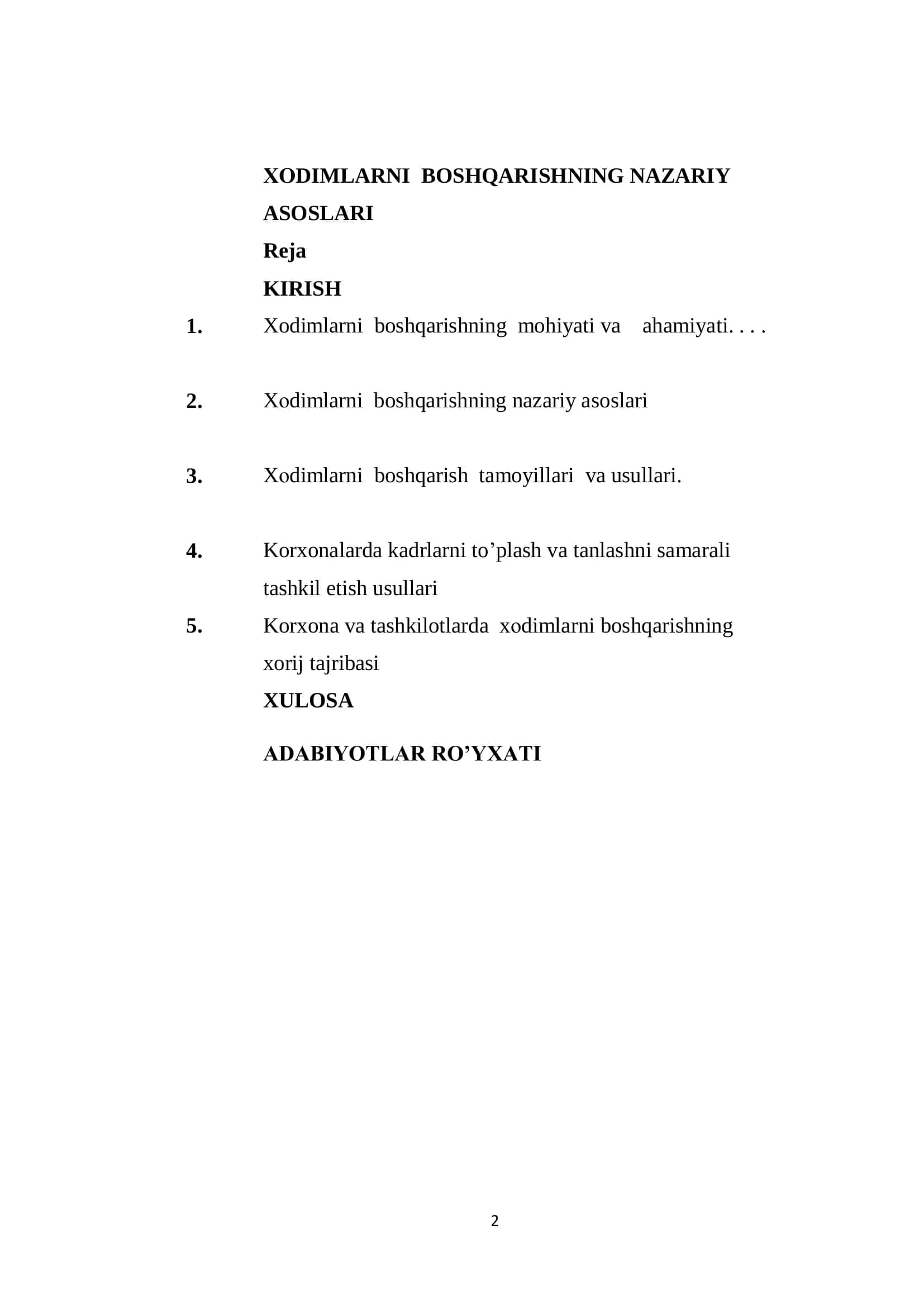 Xodimlarni boshqarishning nazariy asoslari 2