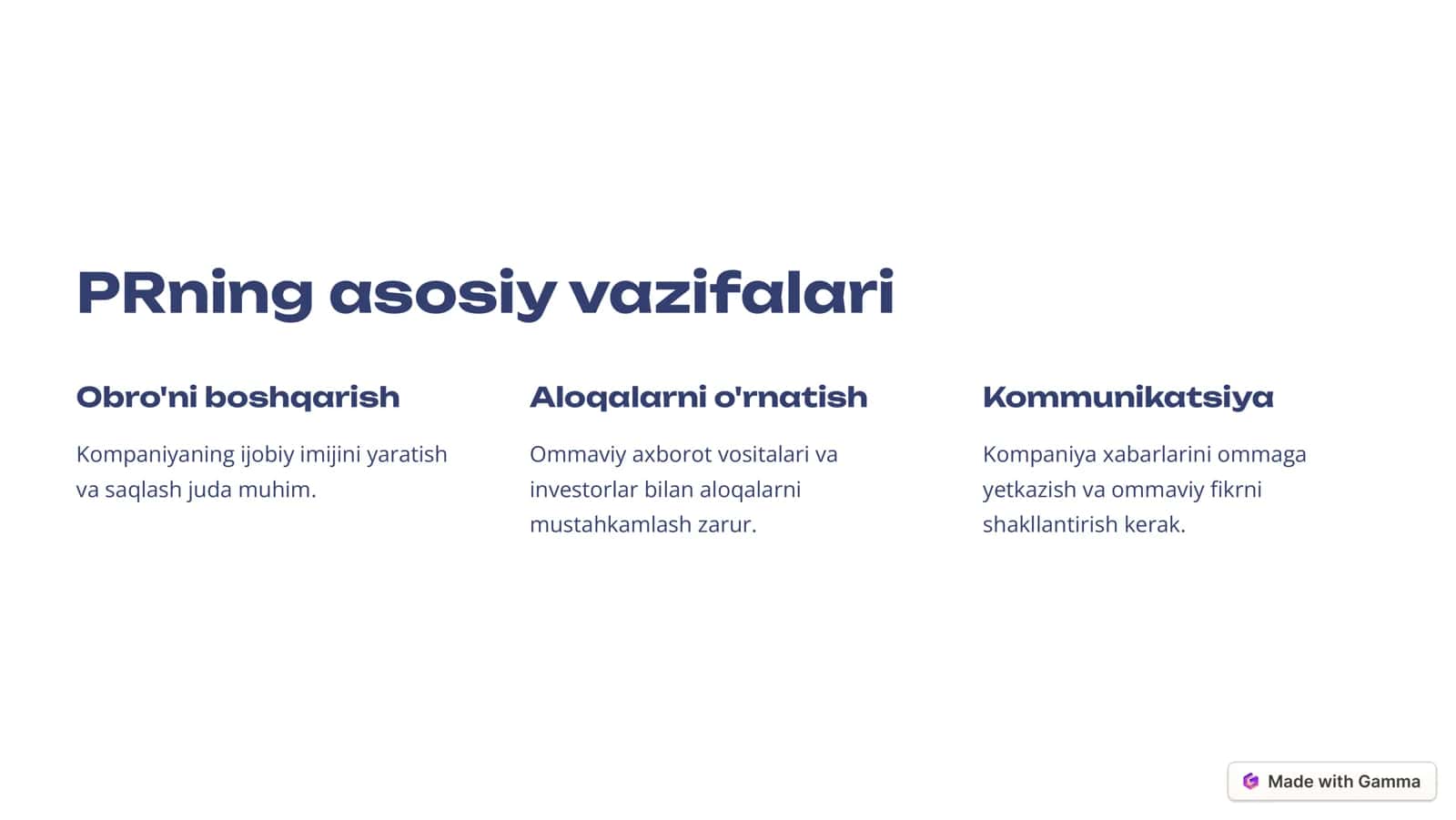 PRning asosiy vazifalari 2