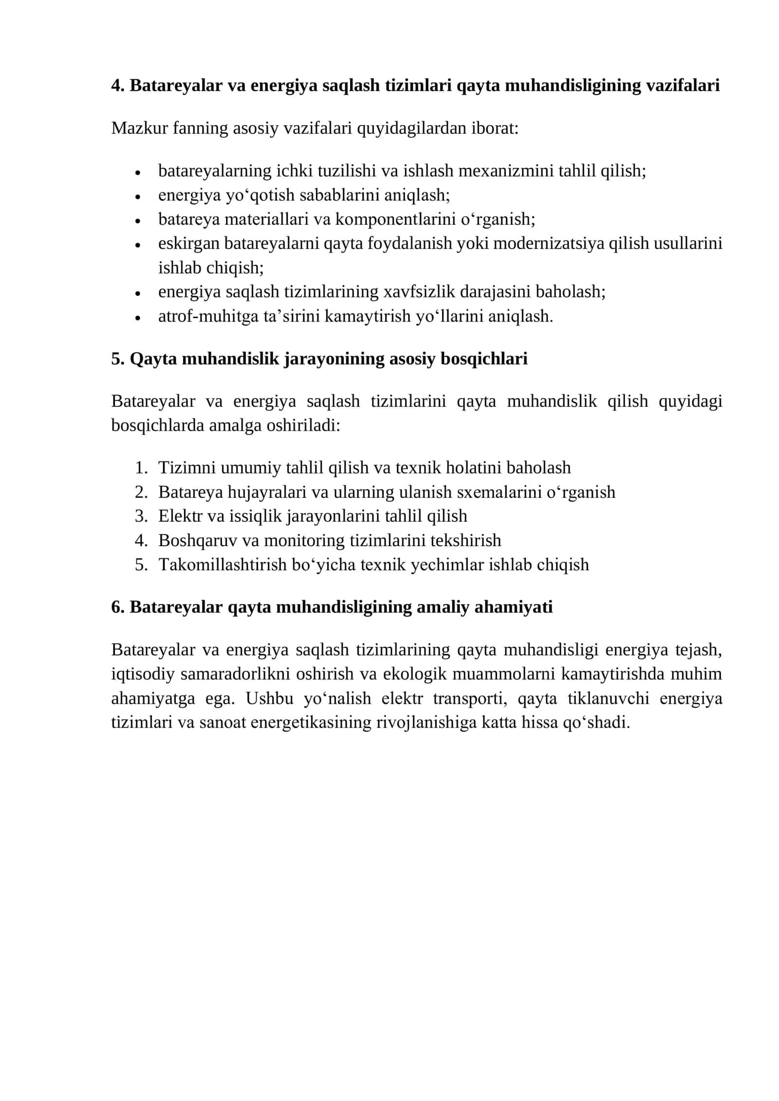 Batareyalar va energiya saqlash tizimlarining qayta muhandisligi 2