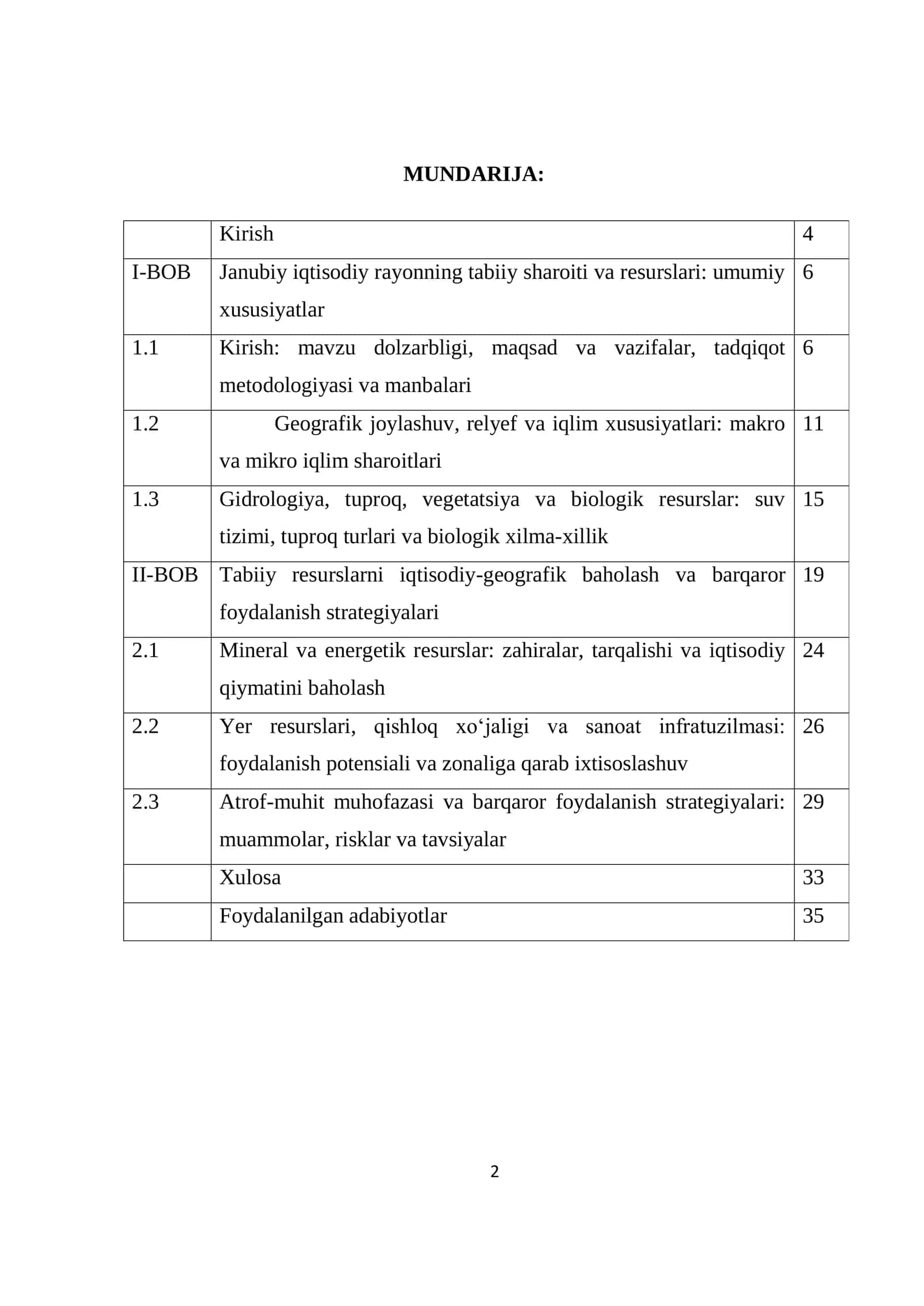 Janubiy iqtisodiy rayoni tabiiy sharoiti va resurslarini iqtisodiy–geografik baholash 2
