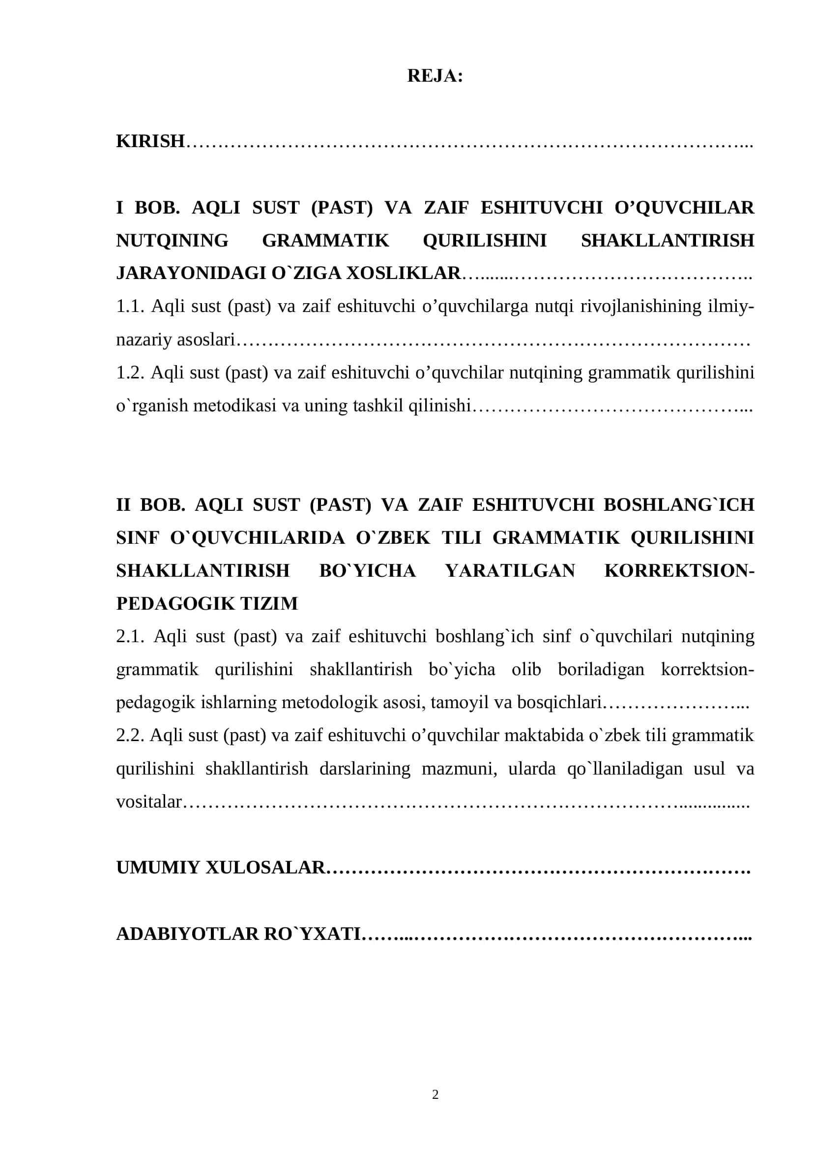 Aqli sust (past) va zaif eshituvchi o’quvchilarga ona tili ta'limini o’rgatish mеtodikasi 2
