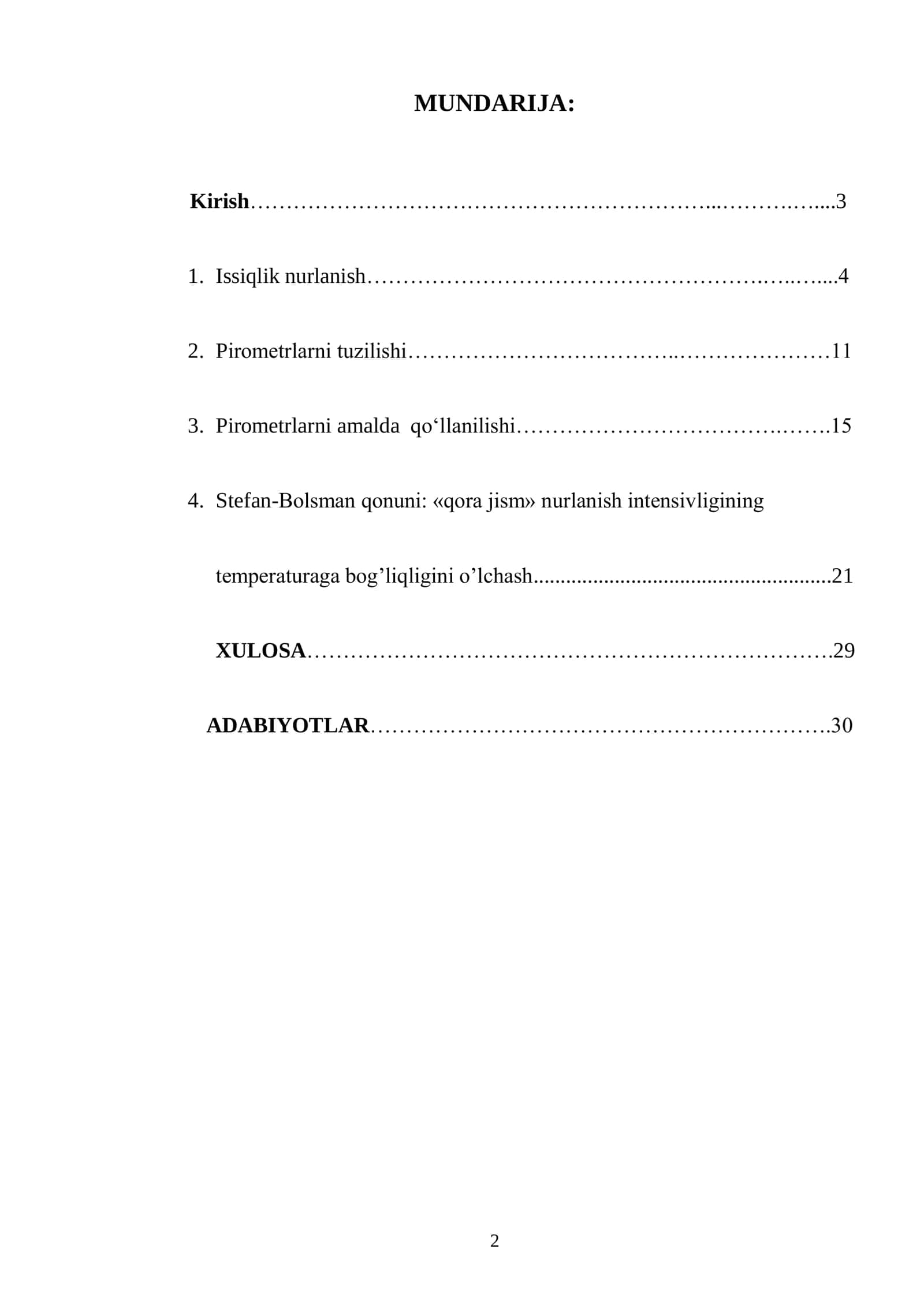 OPTIK PIROMETRIYA mavzusida tayyor kurs ishi 2