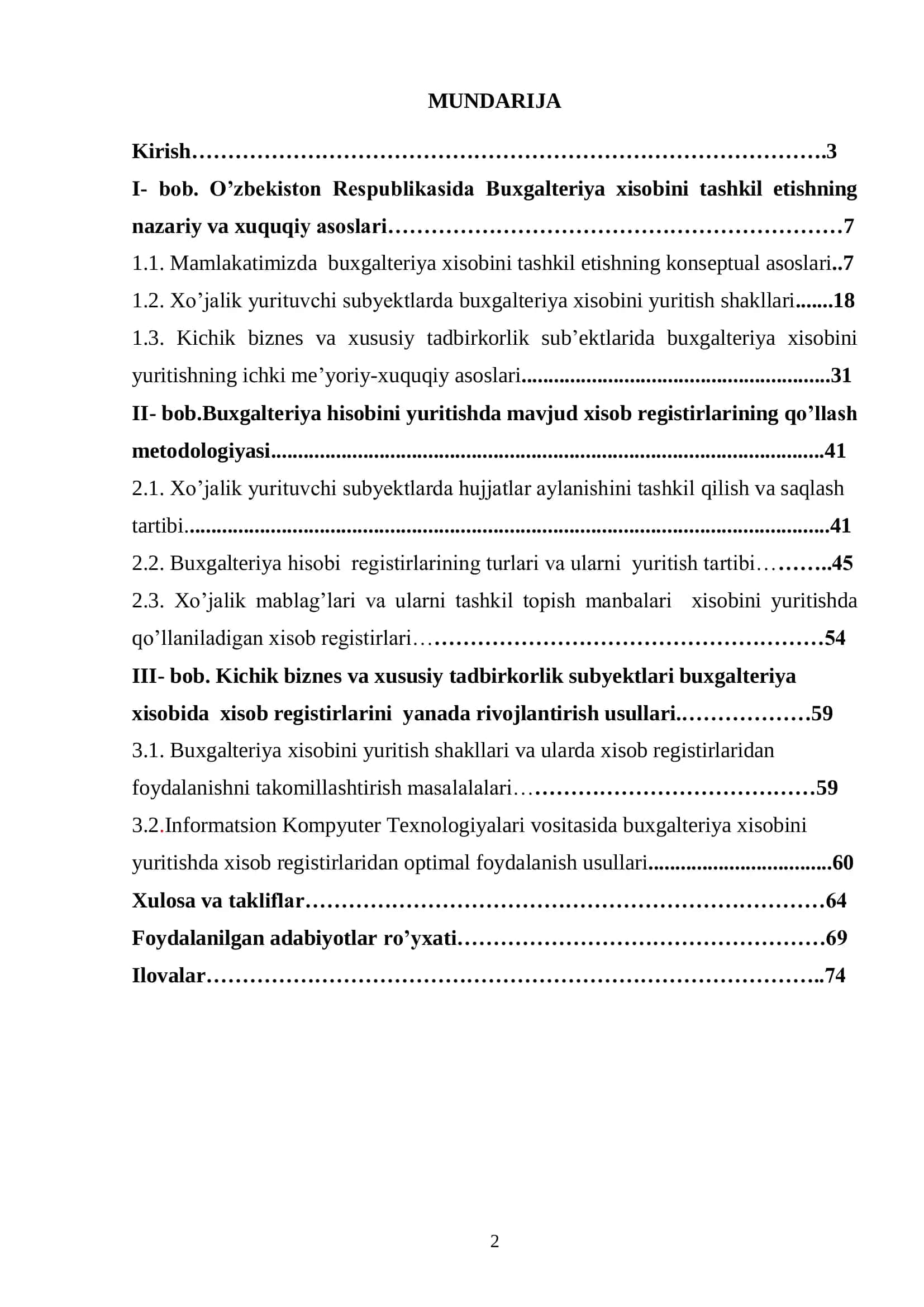 KICHIK BIZNES VA TADBIRKORLIK SUBYEKTLARIDA XISOB REGISTIRLARINI TAKOMILLASHTIRISH YO’LLARI 2