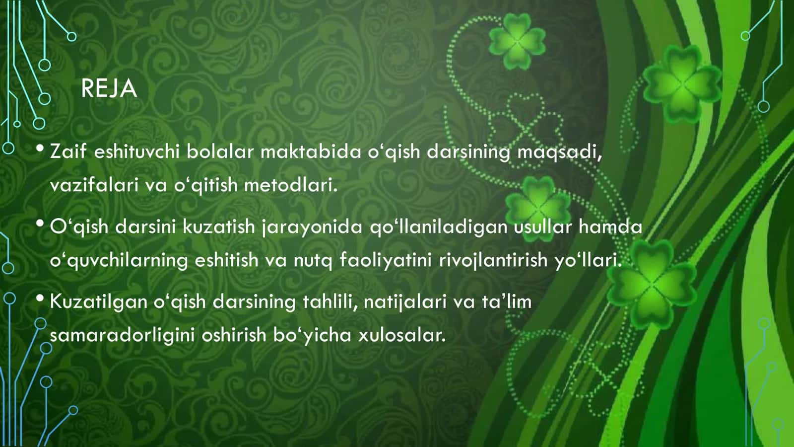 Zaif Eshituvchi Bolalar Maktabida O'qish Fani Darslarini Kuzatish va Tahlil Qilish 2