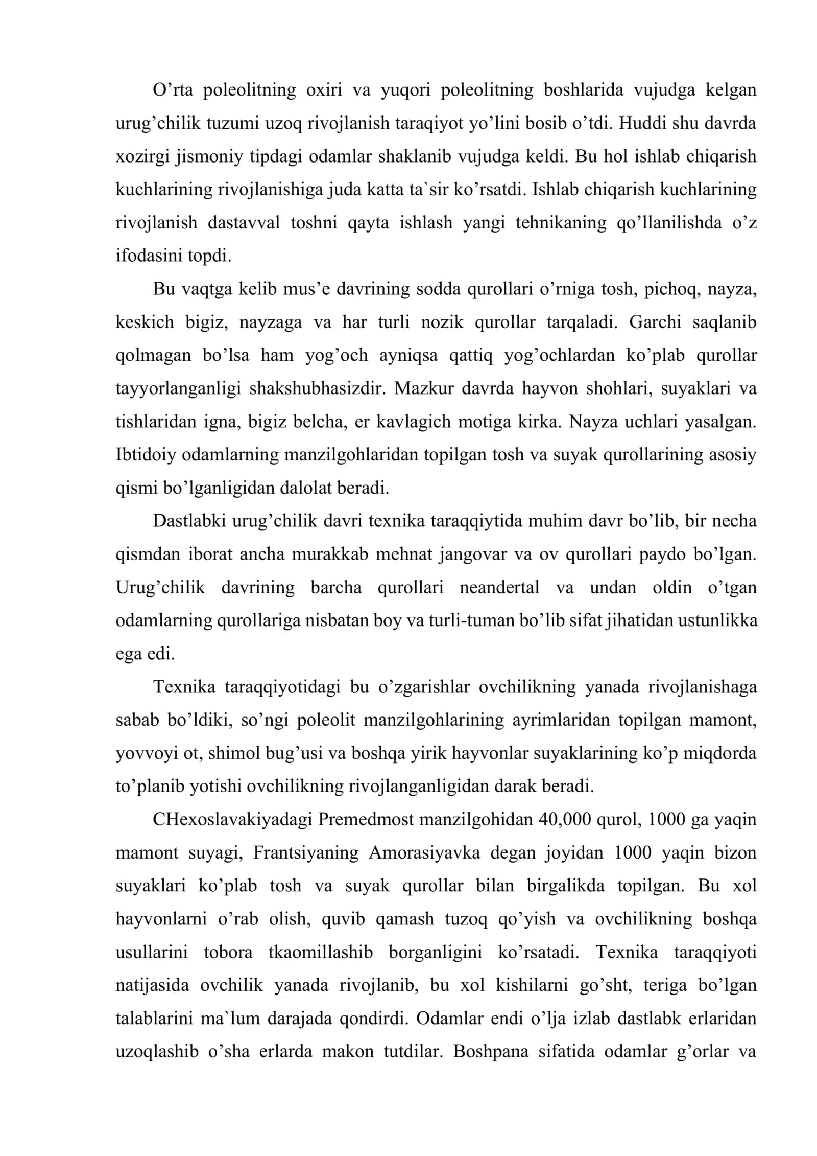 Ilk ibtidoiy jamoa bosqining texnik va xo’jalik yutuqlari 2