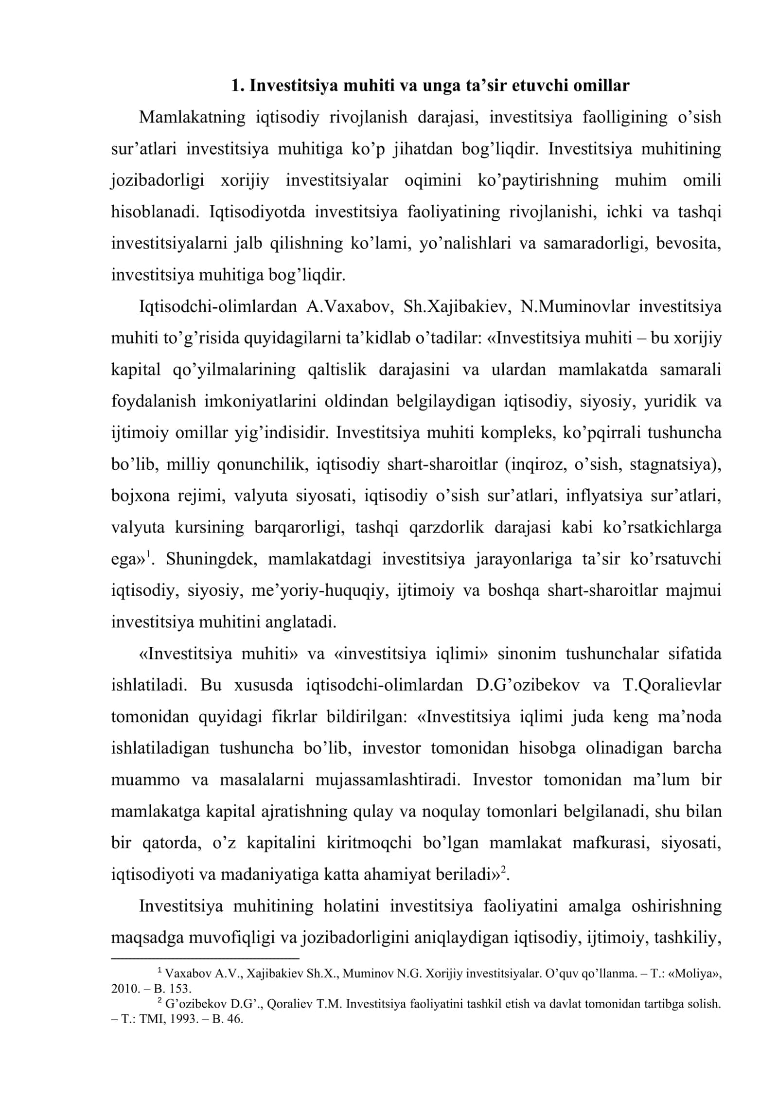 Investitsiya faoliyatini rivojlantirish investitsiya muhitini o’rni 2