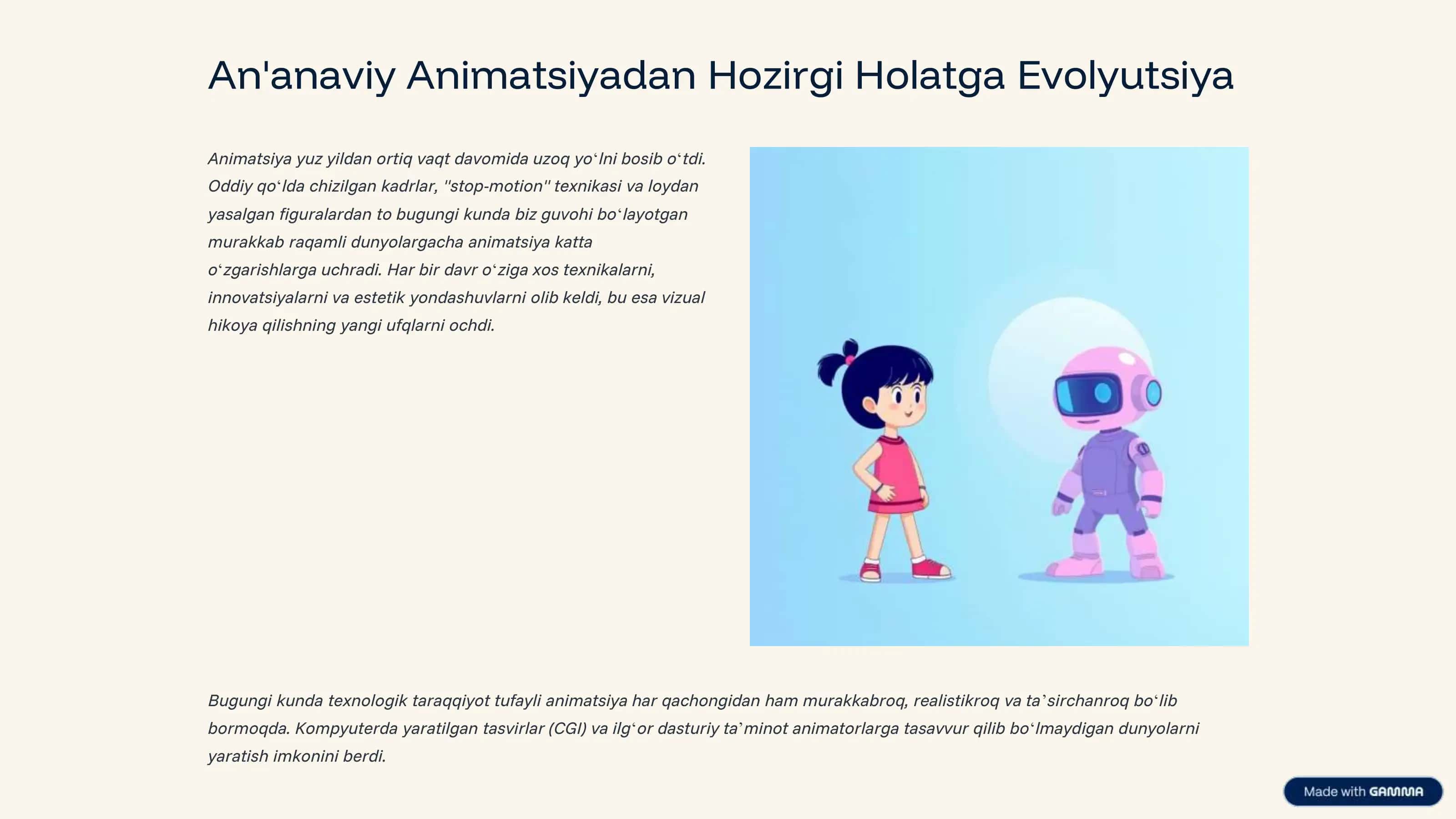 Animatsiyani kengaytirilgan usullari: Kelajakka nazar 2
