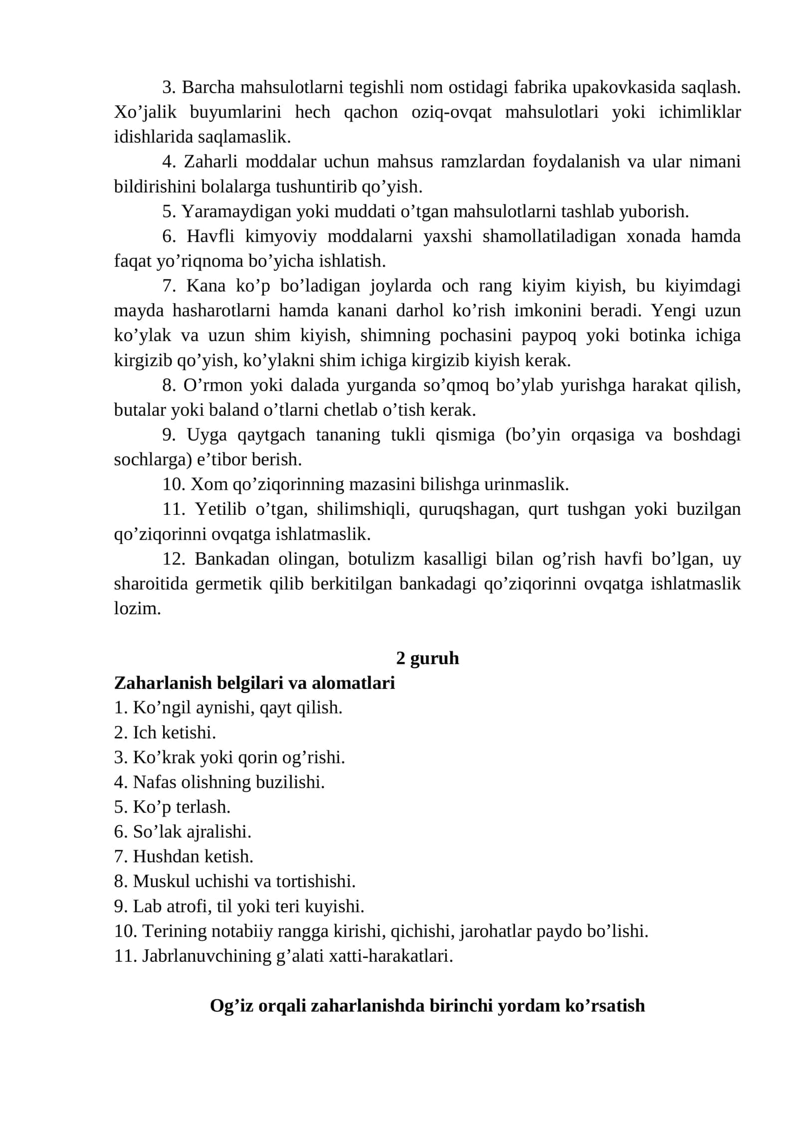 6 ZAHARLANISH HAQIDA TUSHUNCHA, IS GAZIDAN ZAHARLANISH 2