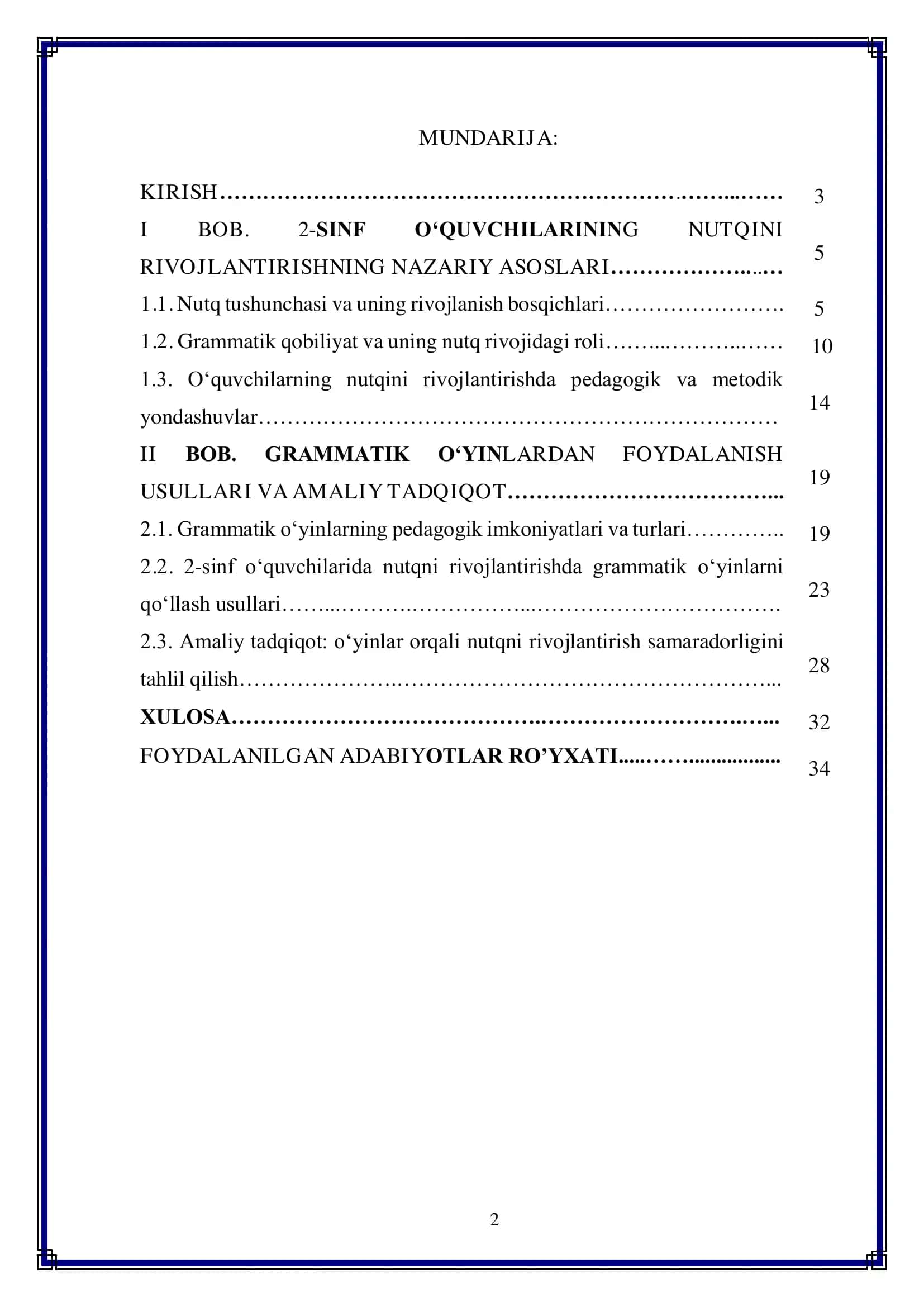 "2-sinflarda o‘quvchilarning nutqini o‘stirishda grammatik o‘yinlardan foydalanish usullari" 2
