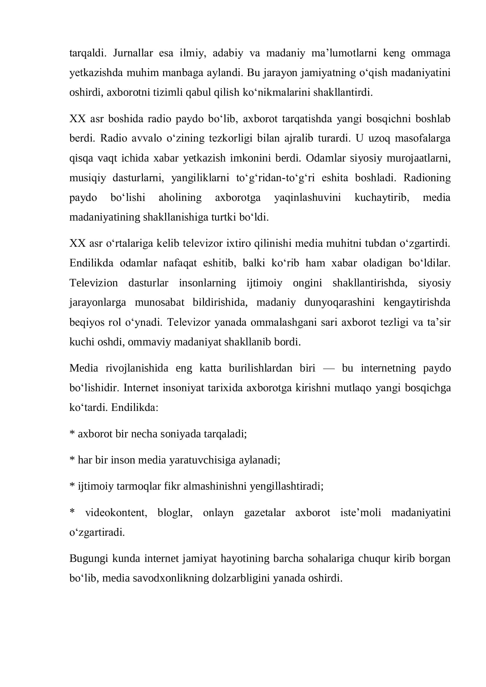 MEDIA SAVODXONLIK MADANIYATI VA MEDIA MUHITNING RIVOJLANISHI 2