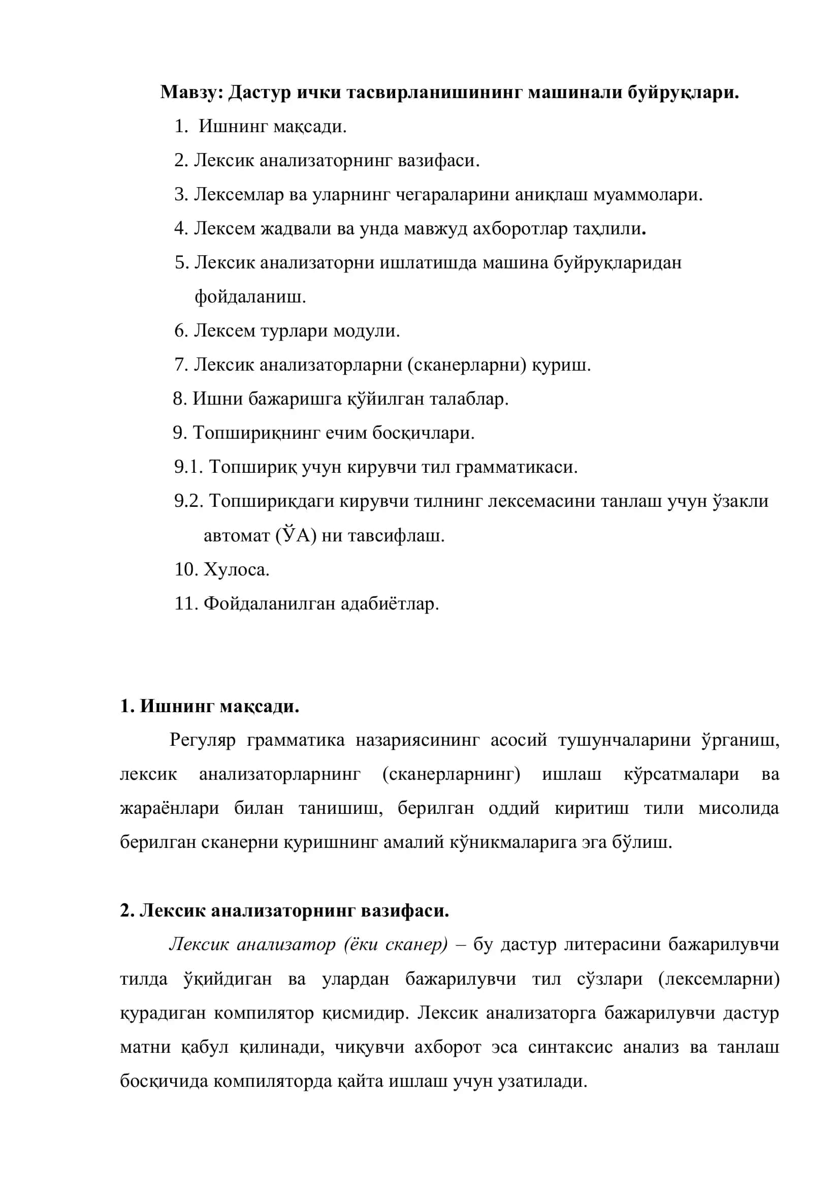 Dastur ichki tasvirlanishining mashinali buyruqlari 2