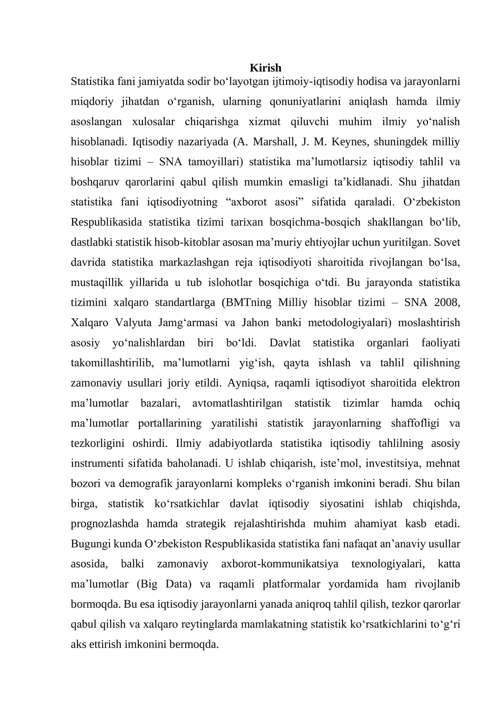 O‘zbekiston Respublikasida statistika fani rivojlanishi 2