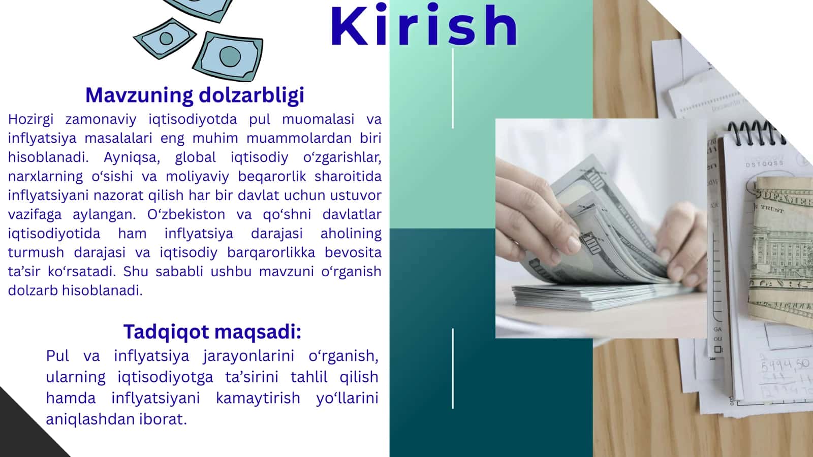 PUL, INFLYATSIYA, INFLYATSIYANI BARTARAF QILISH YO‘LLARI, KEYNS MODELI VA FILLIPS EGRI CHIZIG‘INI O‘ZBEKISTON VA QO‘SHNI DAVLATLAR MISOLIDA TAHLIL QILISH 2