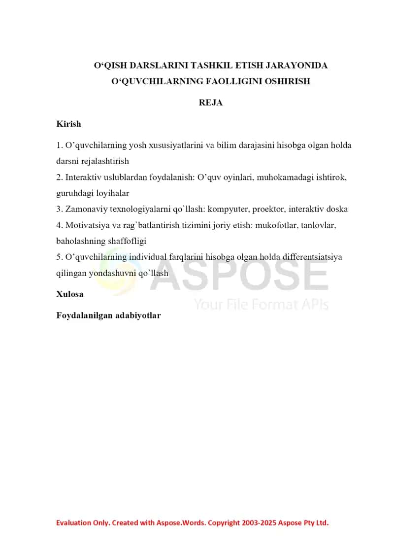 O'qish darslarida metodlar 2